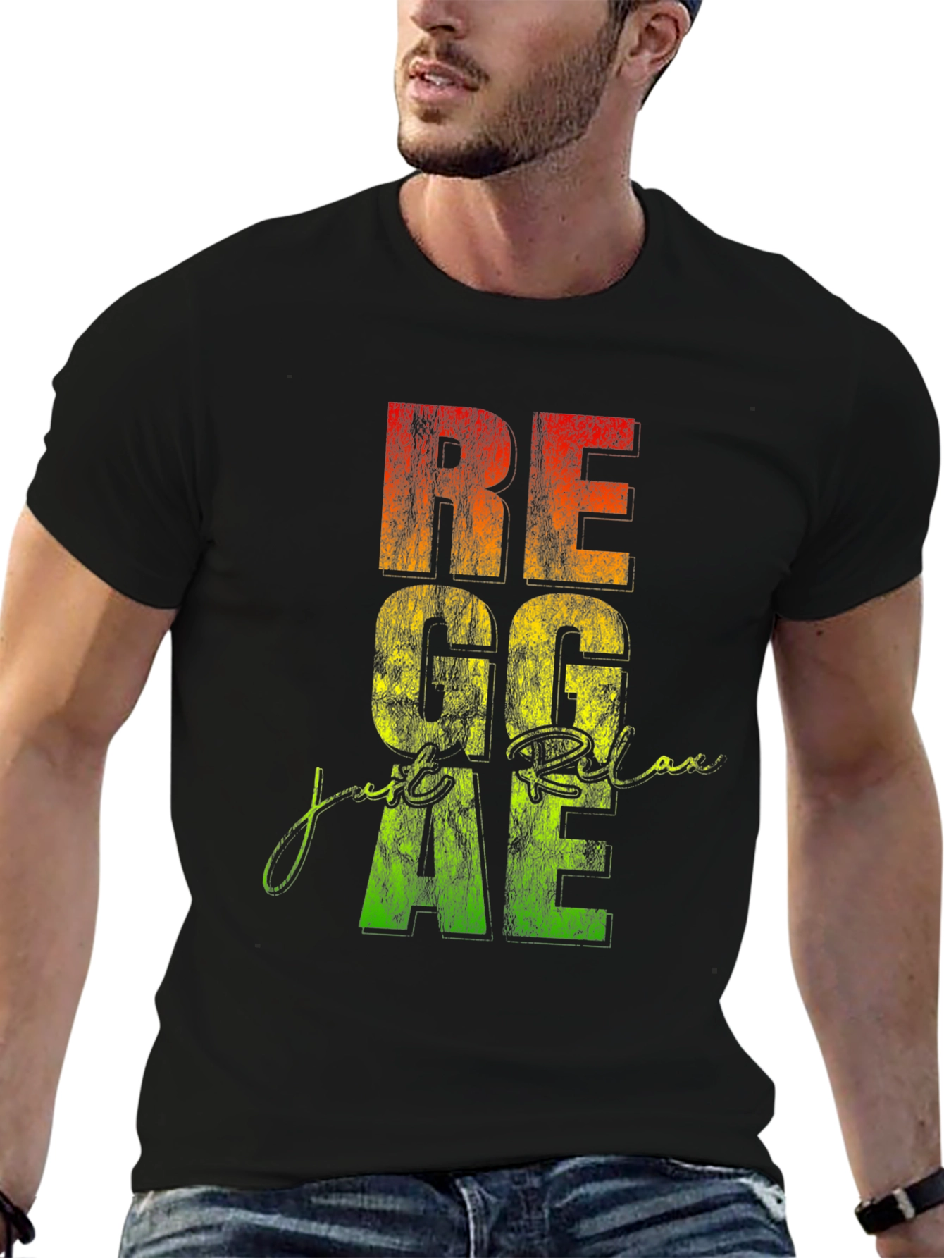 Reggae Relax Graphic Print Black T-Shirt