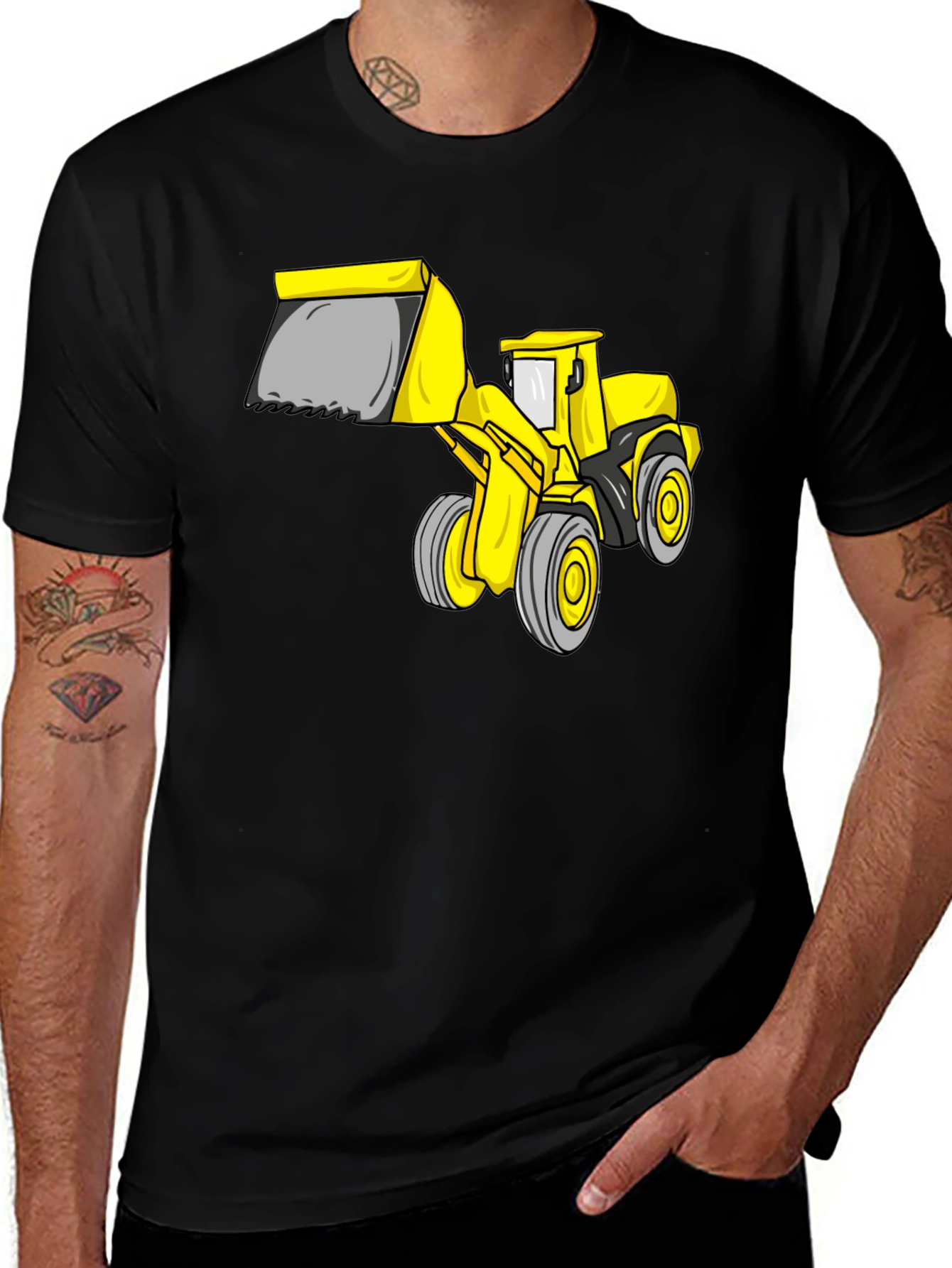 Bulldozer Graphic Tee - Black Cotton T-Shirt
