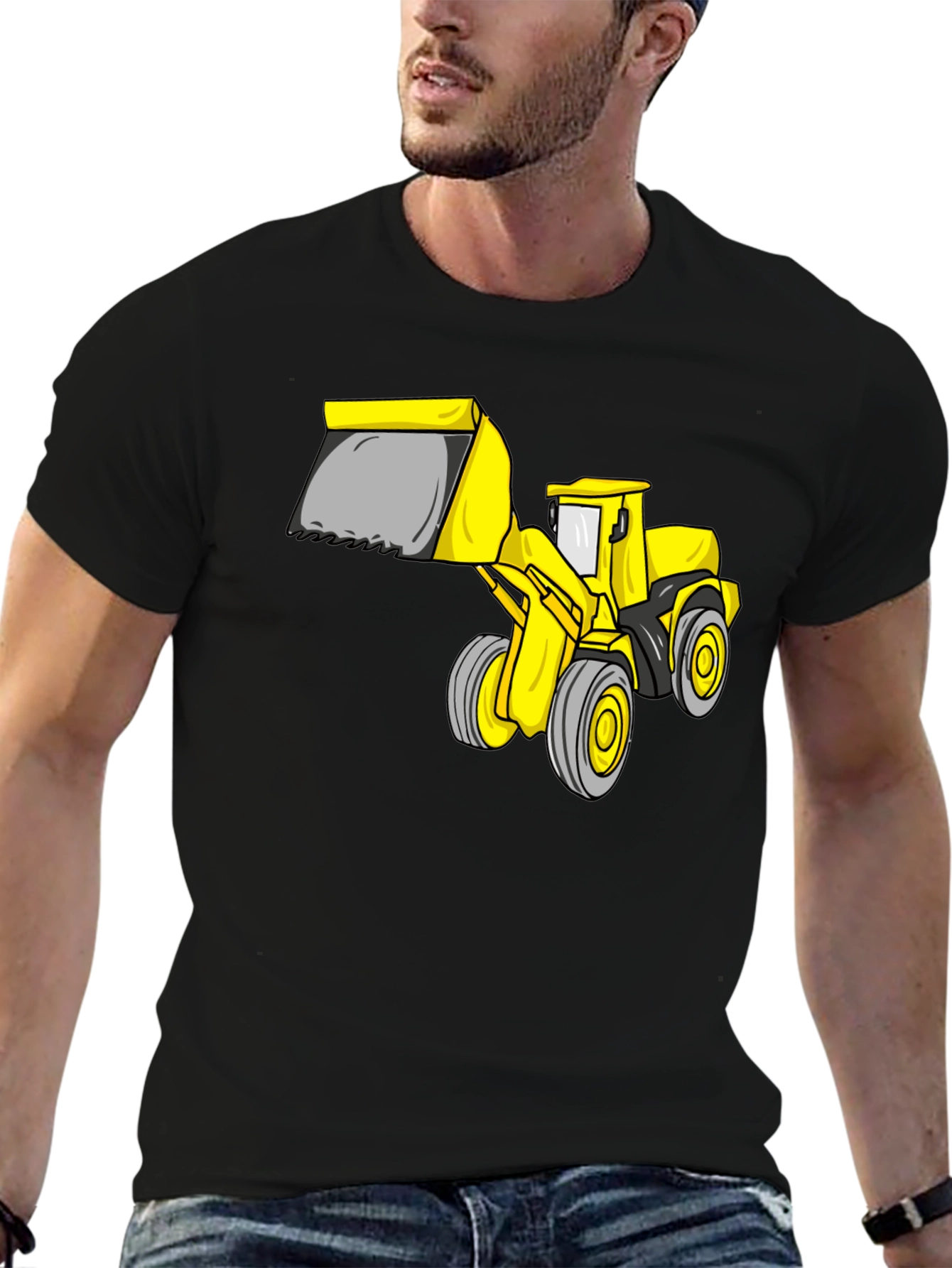 Bulldozer Graphic Tee - Black Cotton T-Shirt