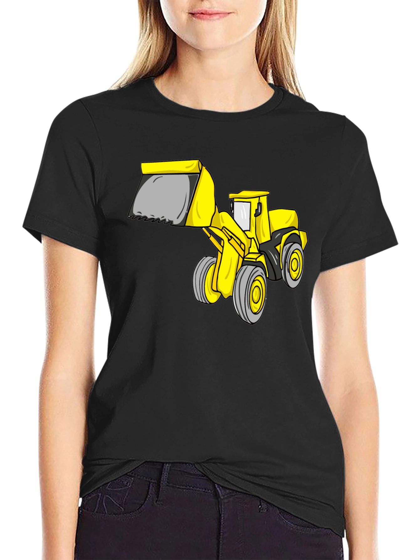 Bulldozer Graphic Tee - Black Cotton T-Shirt