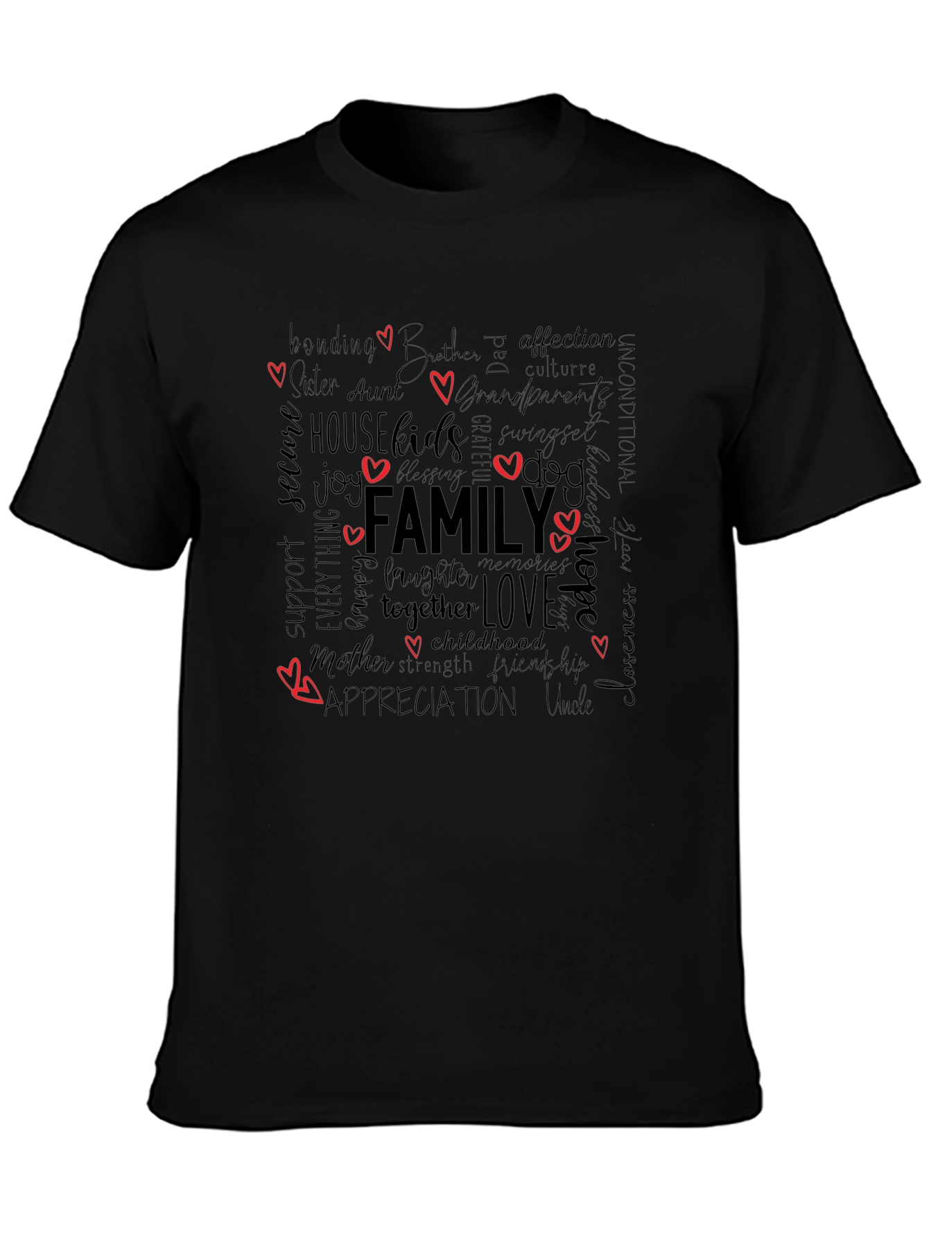 Family Word Art T-Shirt: Love Togetherness Appreciation