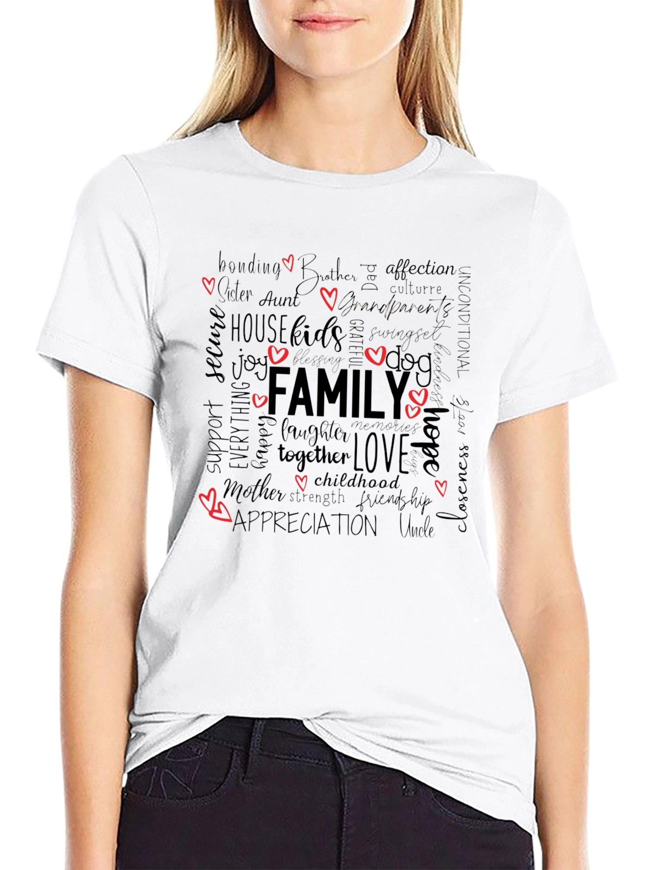 Family Word Art T-Shirt: Love Togetherness Appreciation