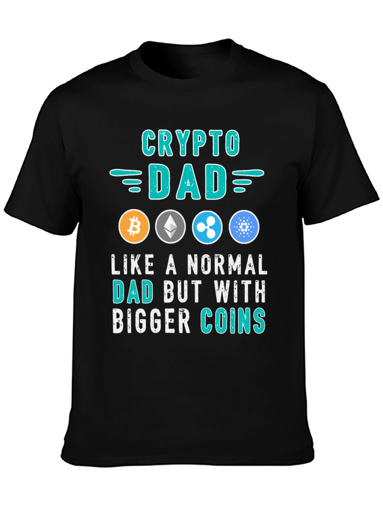 Crypto Dad Black T-Shirt Bitcoin Ethereum Ripple Cardano