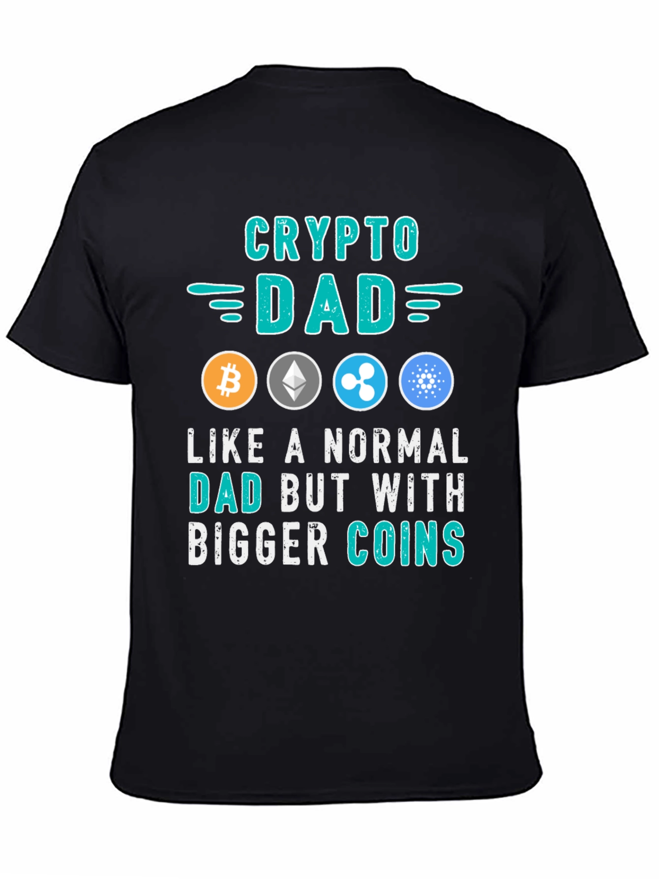 Crypto Dad Black T-Shirt Bitcoin Ethereum Ripple Cardano