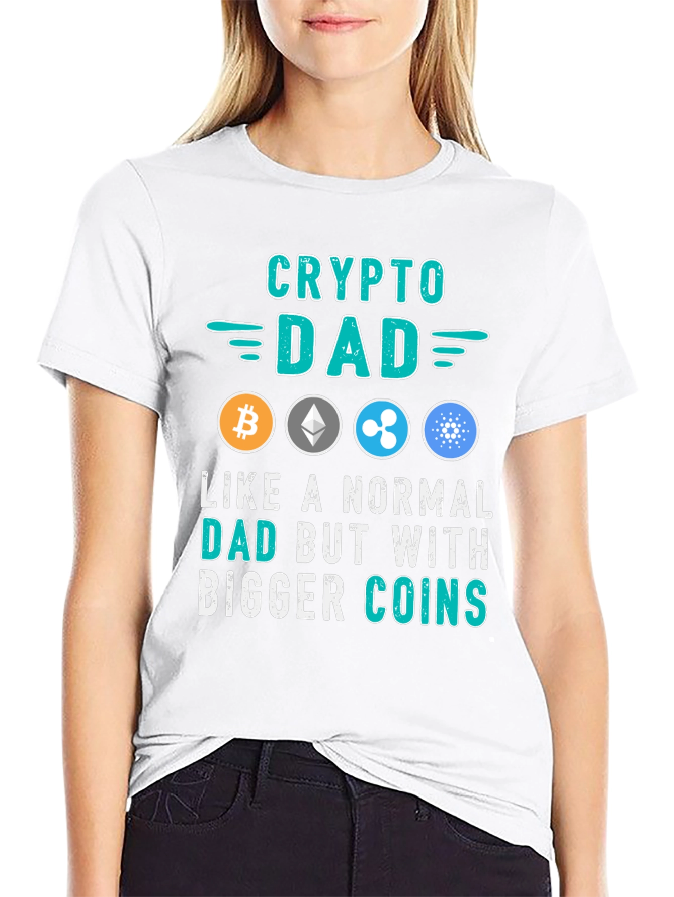 Crypto Dad Black T-Shirt Bitcoin Ethereum Ripple Cardano