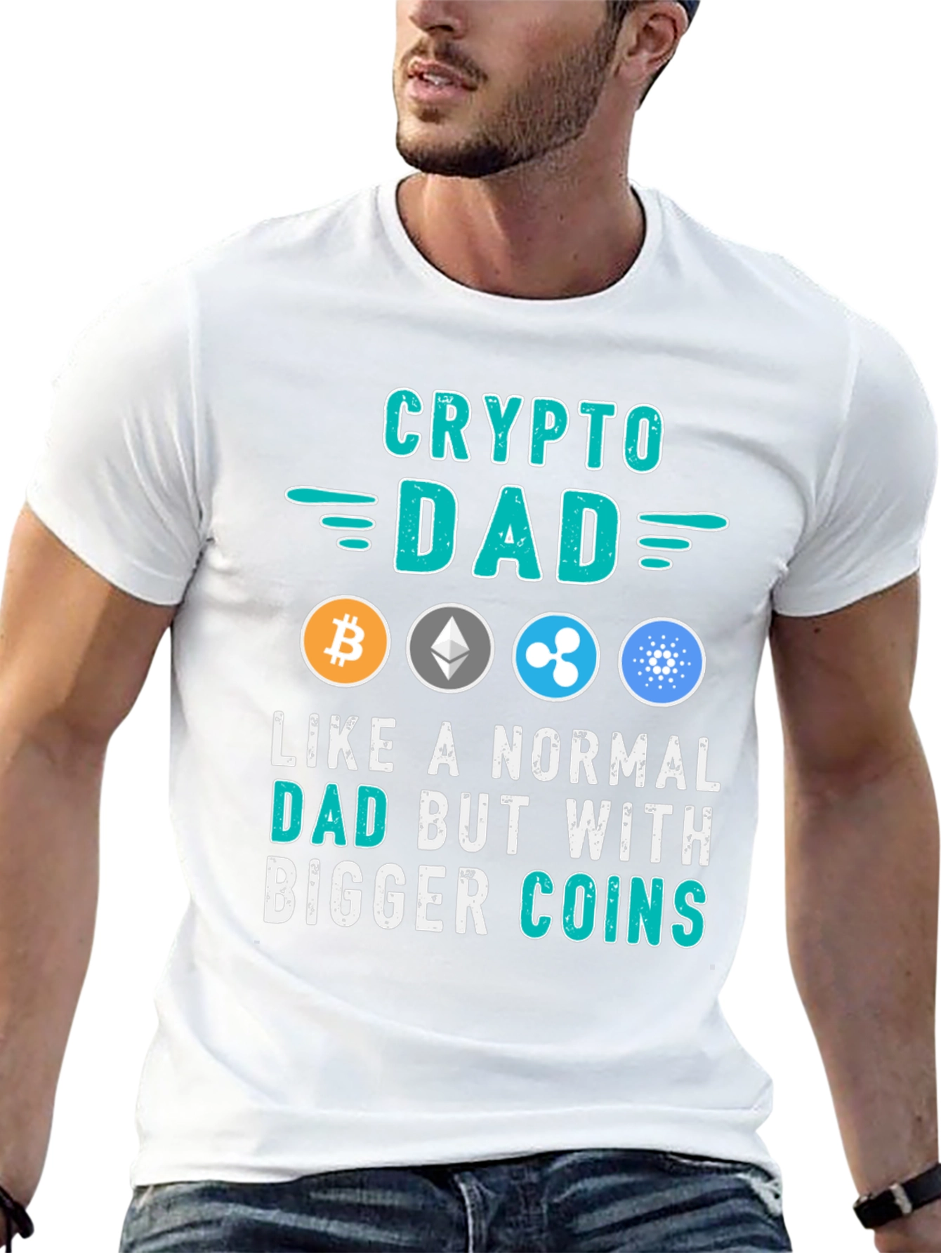 Crypto Dad Black T-Shirt Bitcoin Ethereum Ripple Cardano