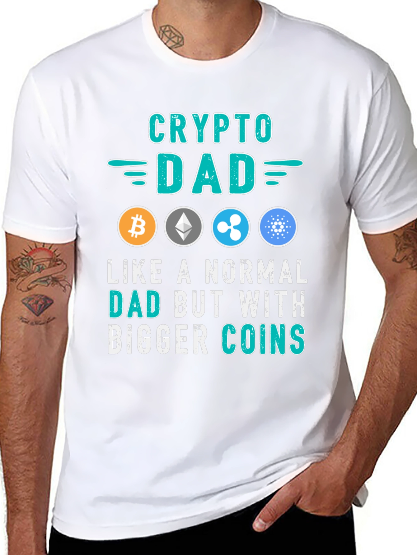 Crypto Dad Black T-Shirt Bitcoin Ethereum Ripple Cardano