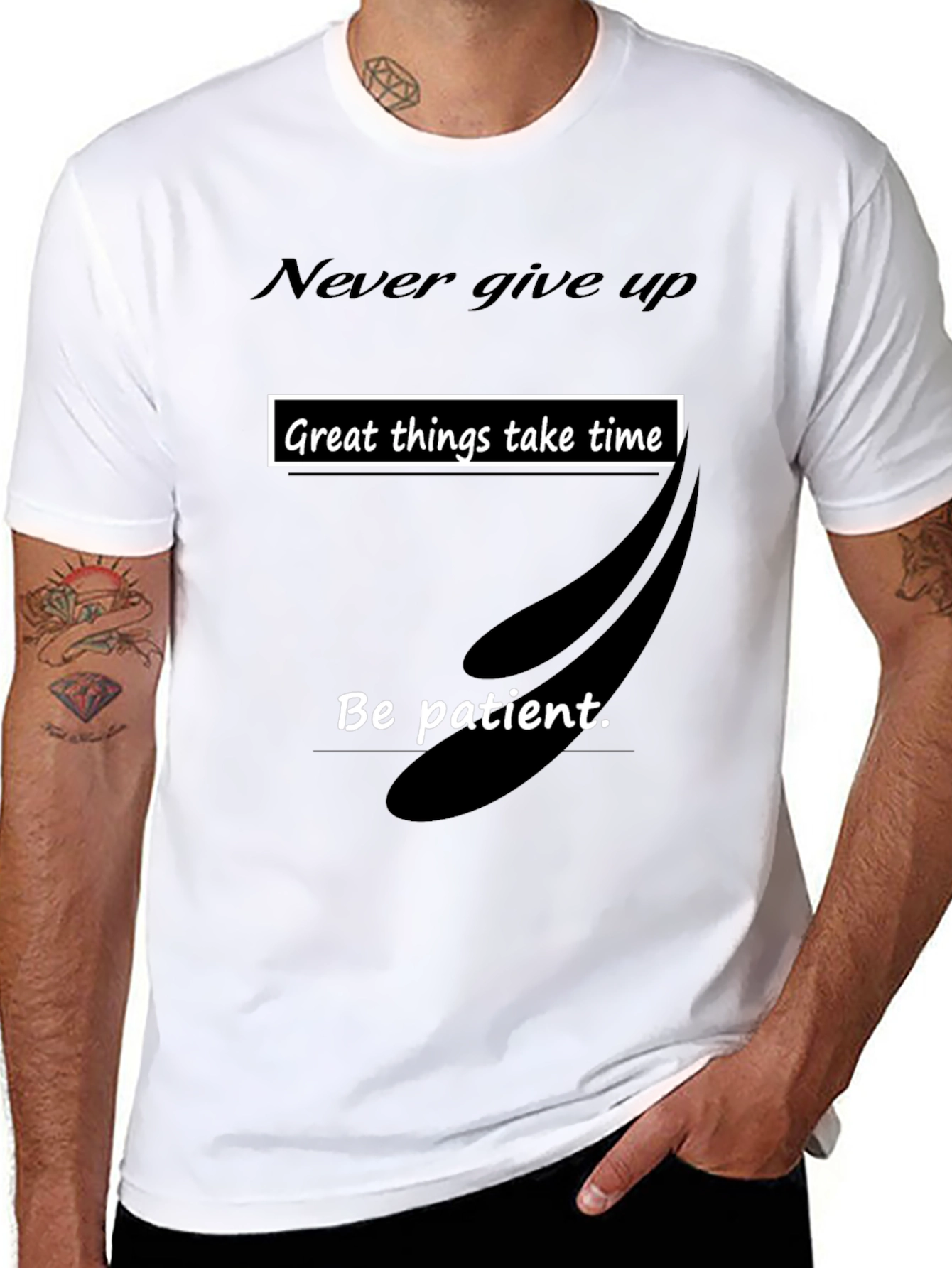 Motivational Graphic Tee: Never Give Up!