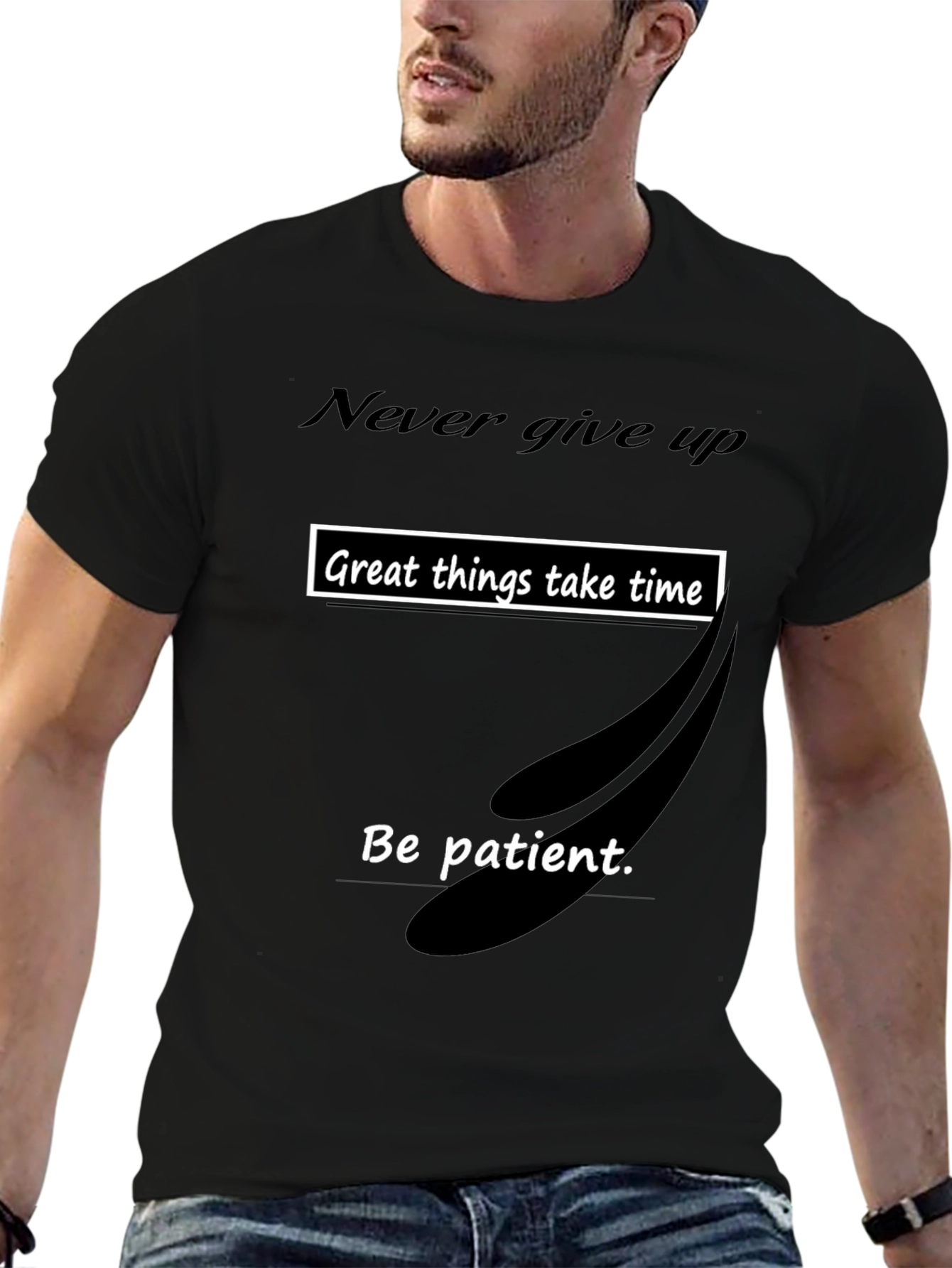 Motivational Graphic Tee: Never Give Up!