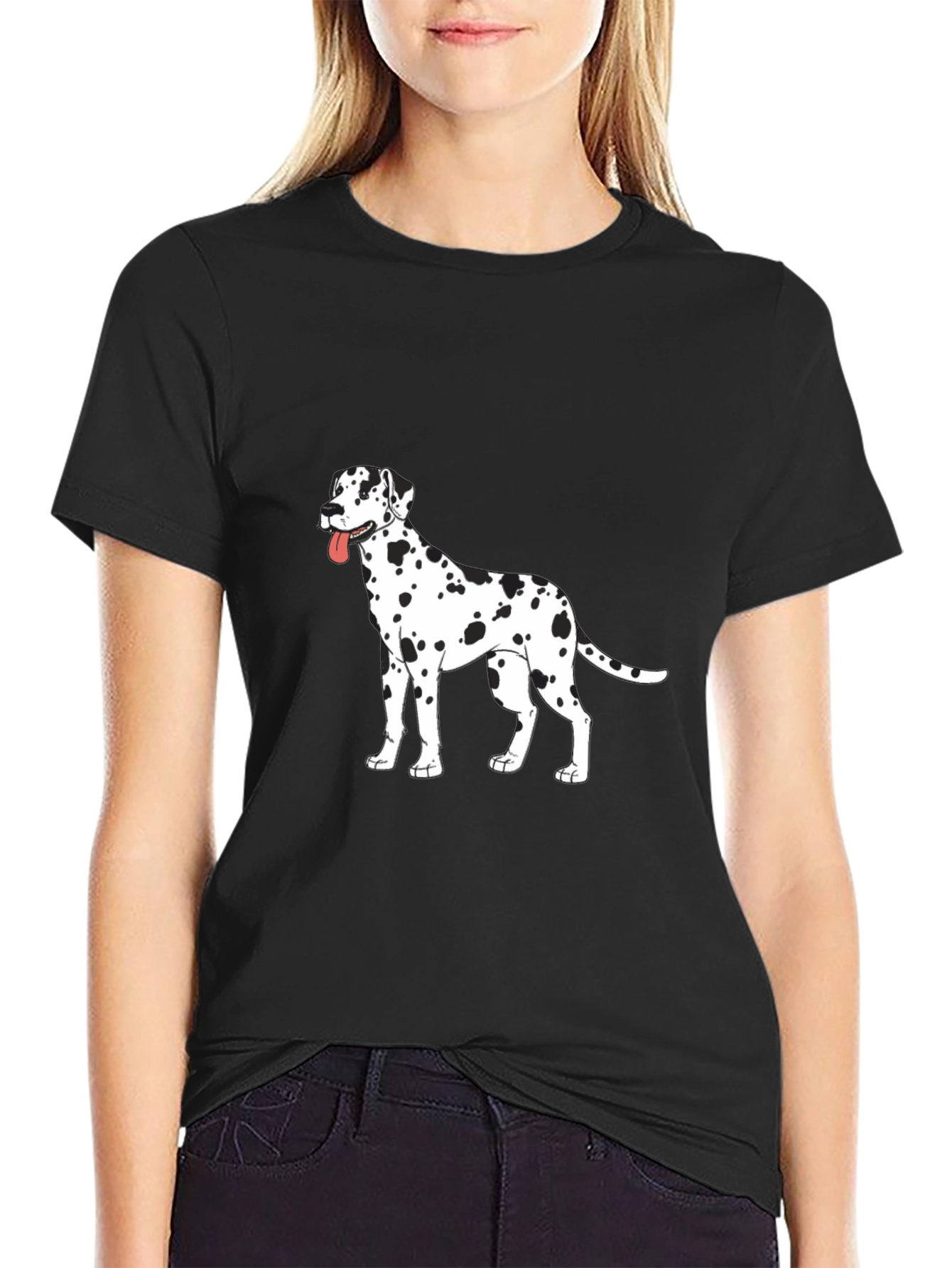 Dalmatian Dog Print Black T-Shirt
