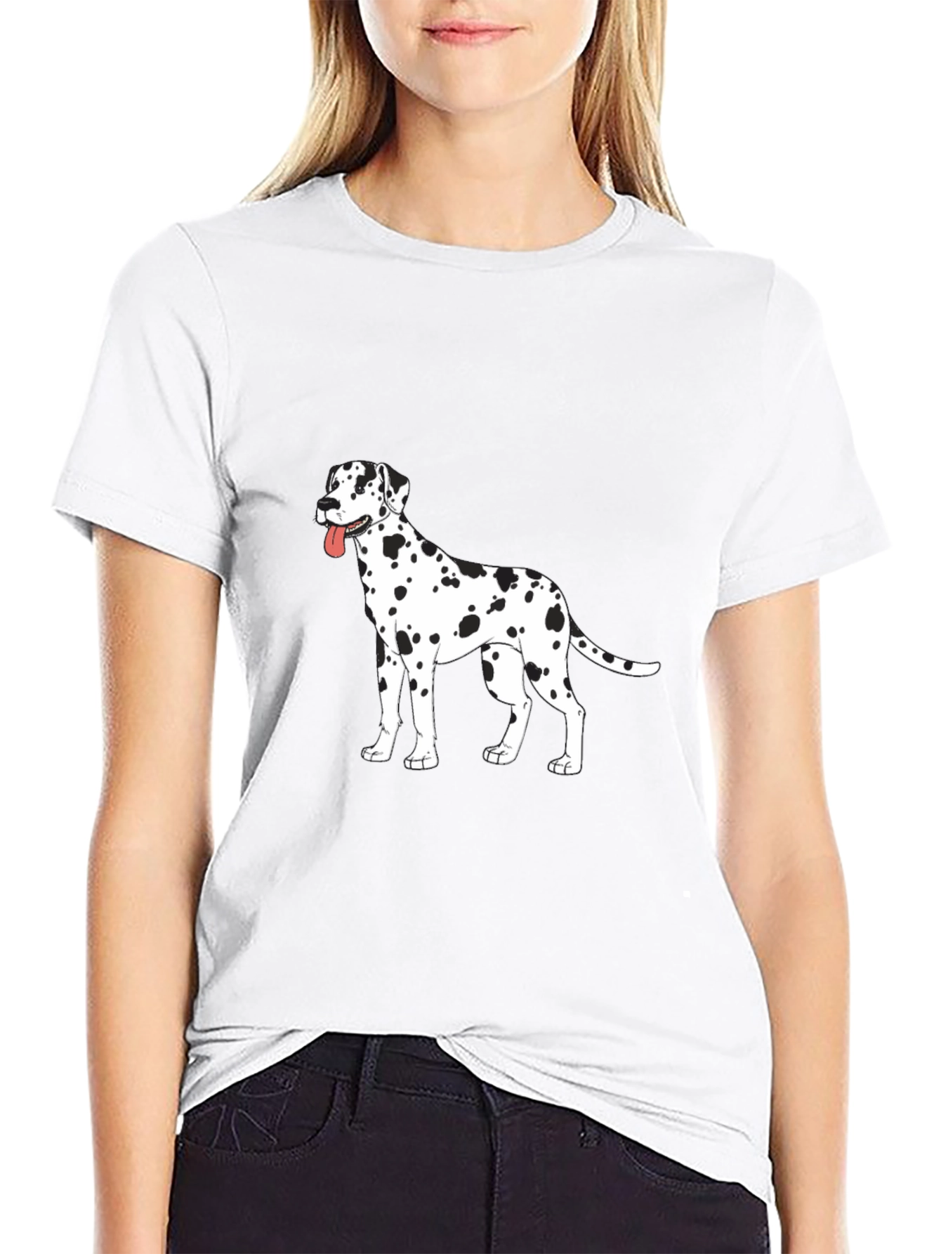 Dalmatian Dog Print Black T-Shirt