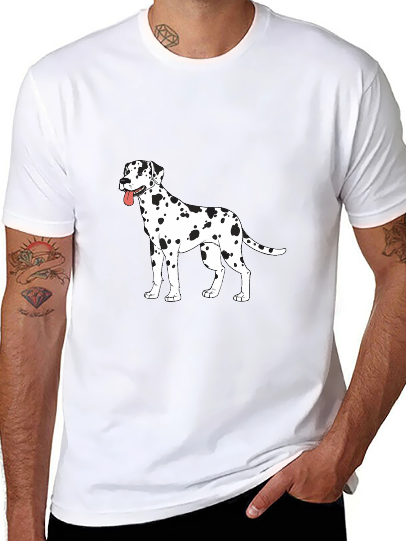 Dalmatian Dog Print Black T-Shirt