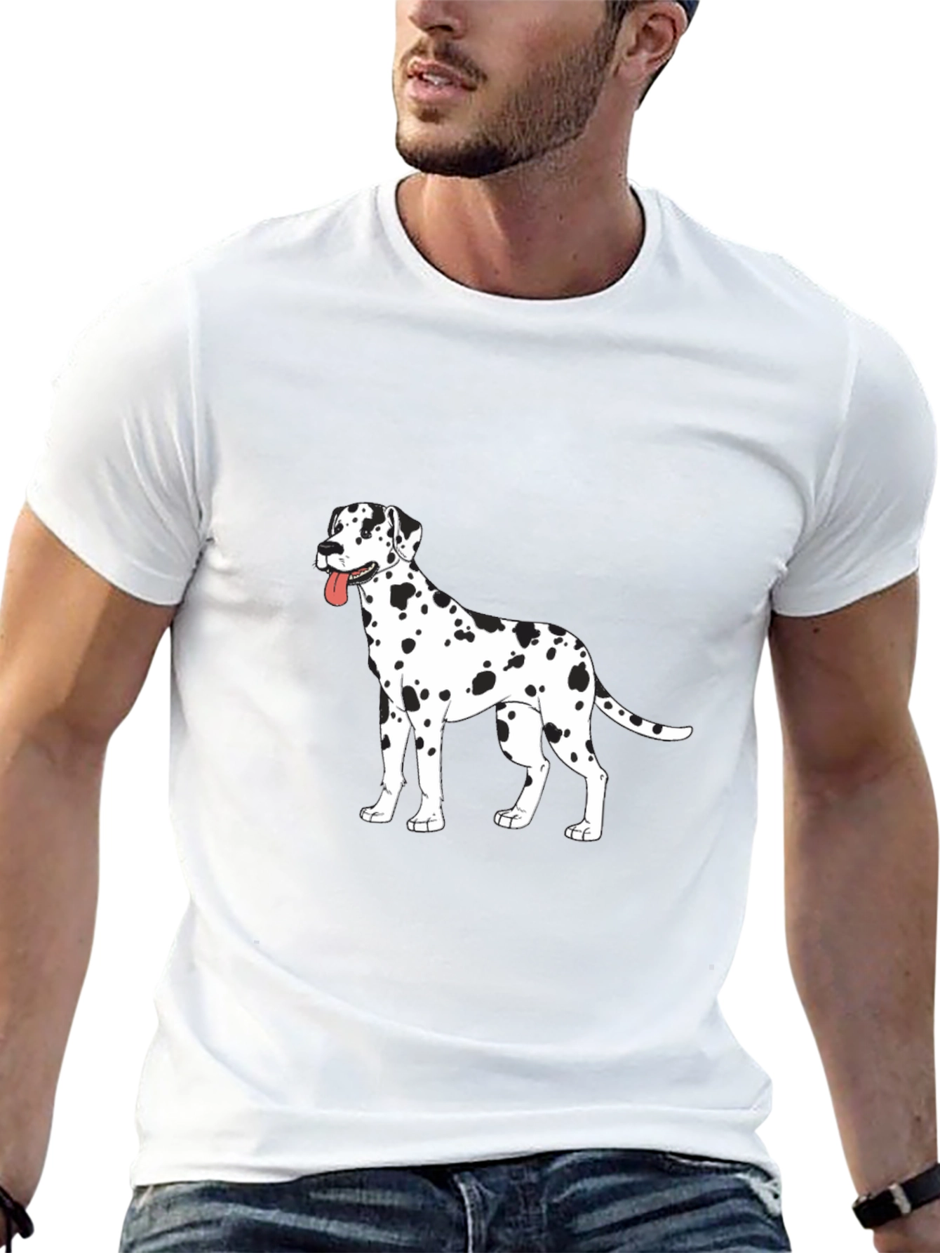 Dalmatian Dog Print Black T-Shirt