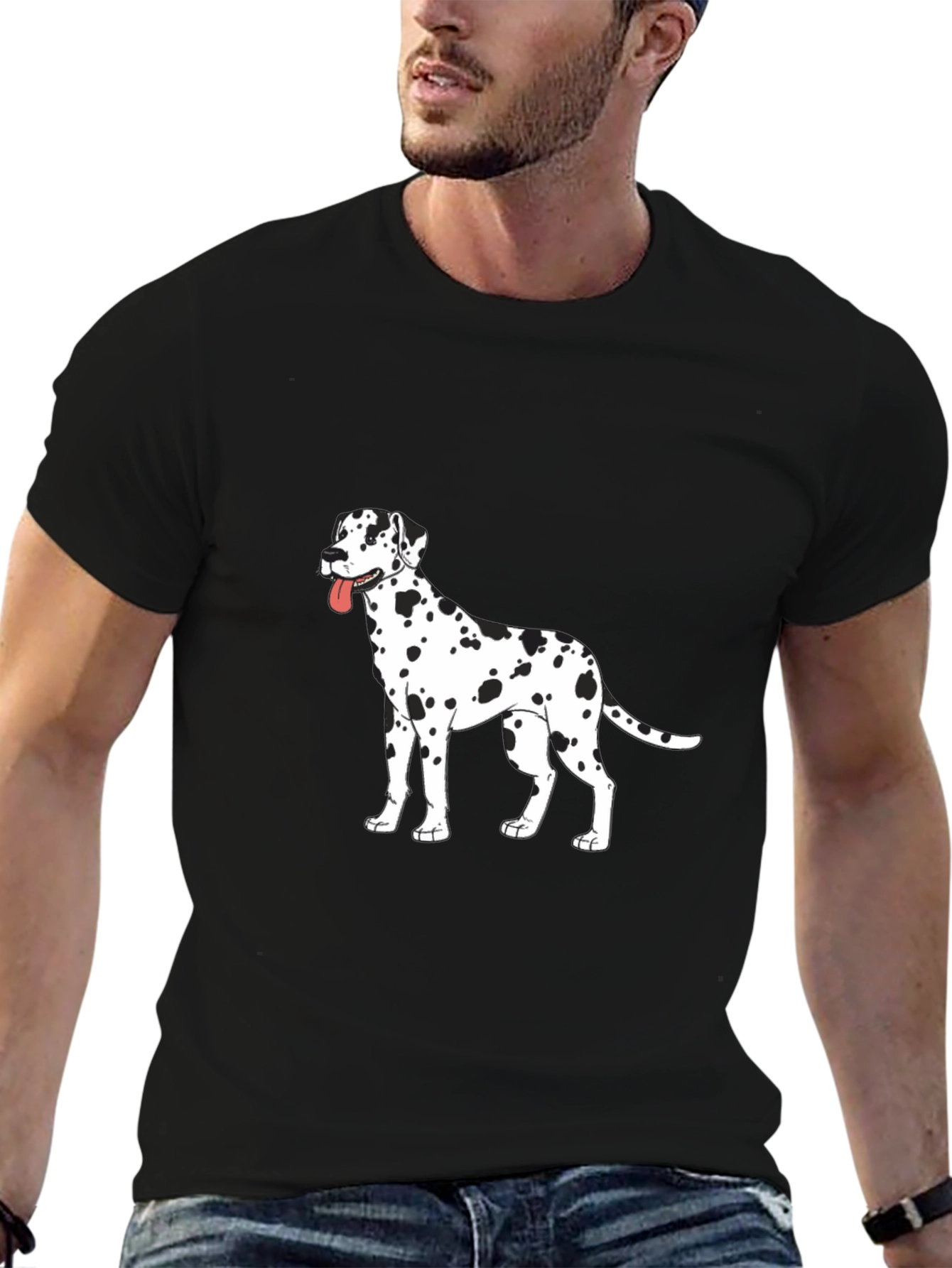 Dalmatian Dog Print Black T-Shirt