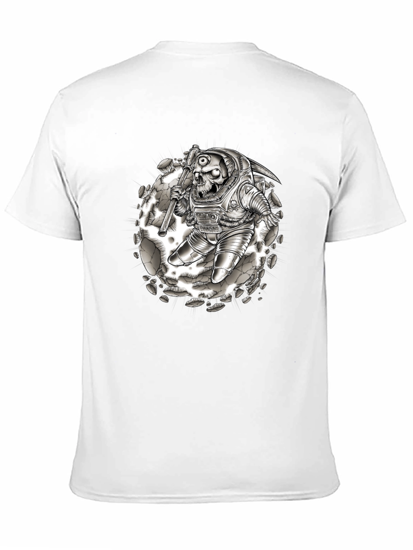 Skull Astronaut Graphic Tee - Black Cotton Shirt