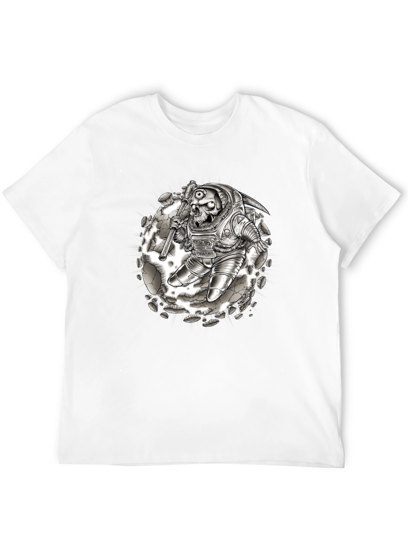 Skull Astronaut Graphic Tee - Black Cotton Shirt