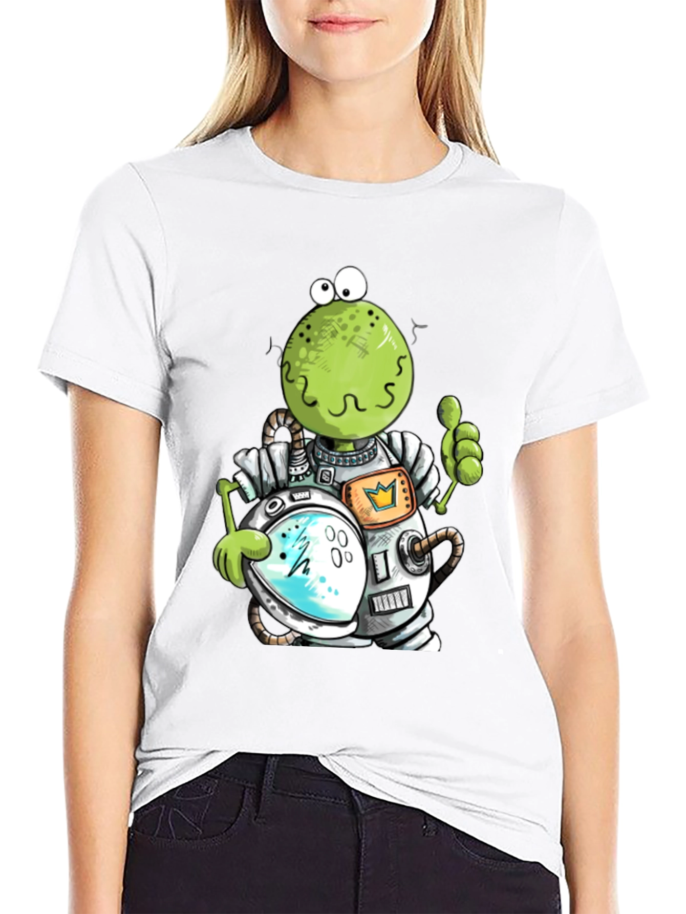 Astronaut Frog Graphic T-Shirt - Black Cotton Tee