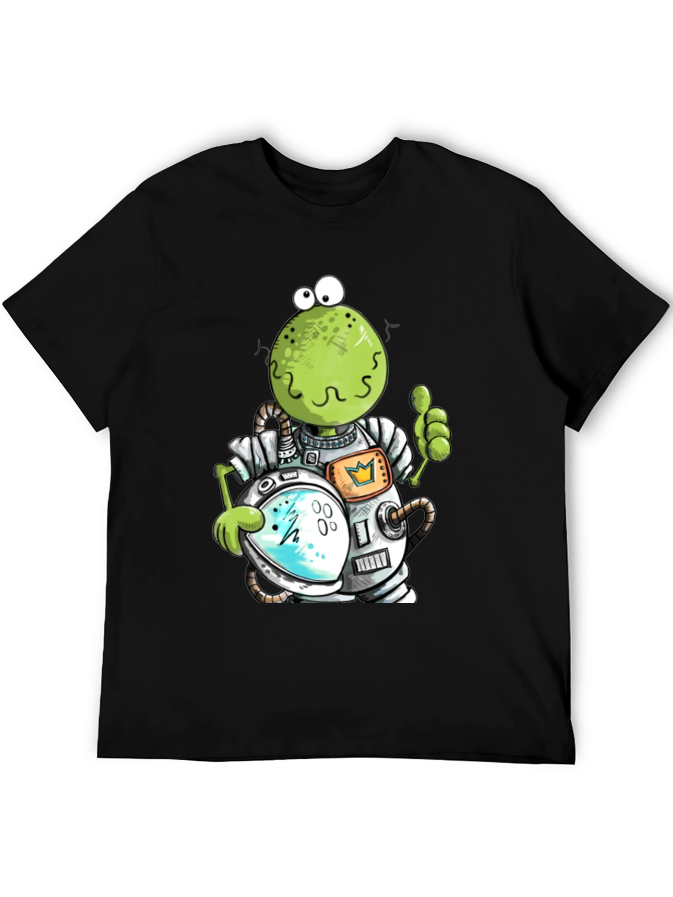 Astronaut Frog Graphic T-Shirt - Black Cotton Tee