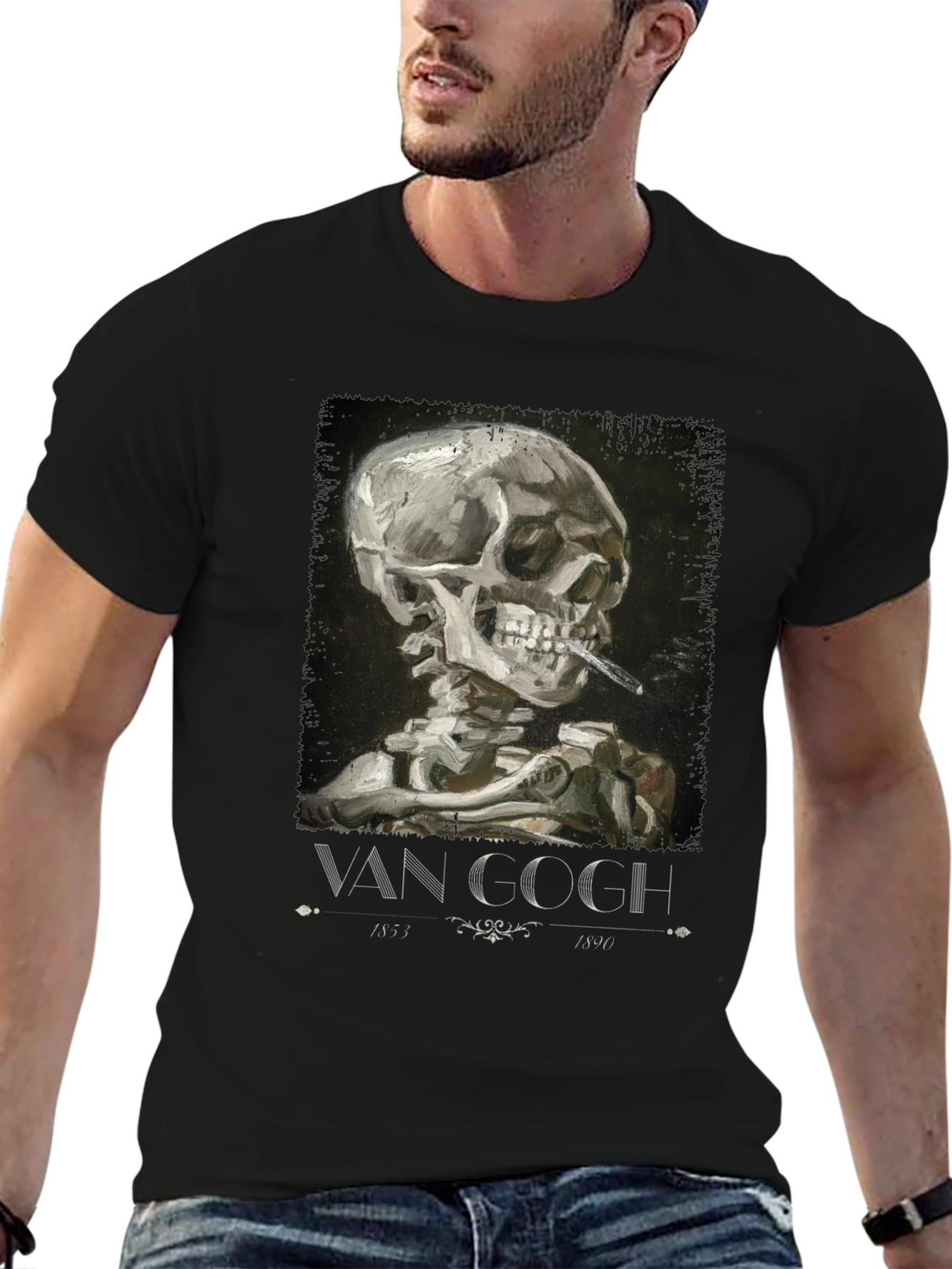 Van Gogh Smoking Skull T-Shirt