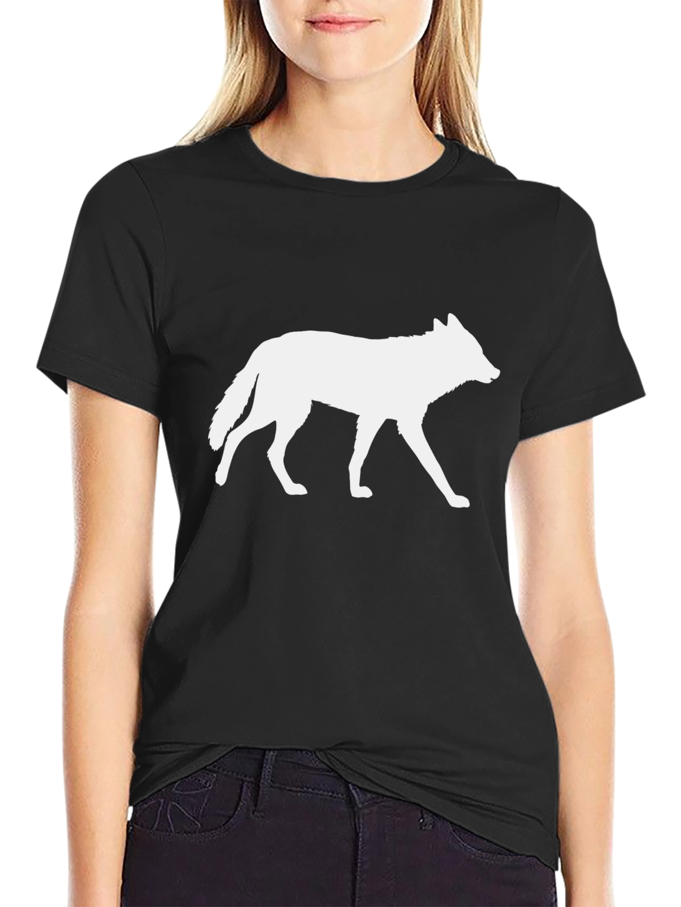 Wolf Silhouette Graphic Tee - Black Cotton T-Shirt