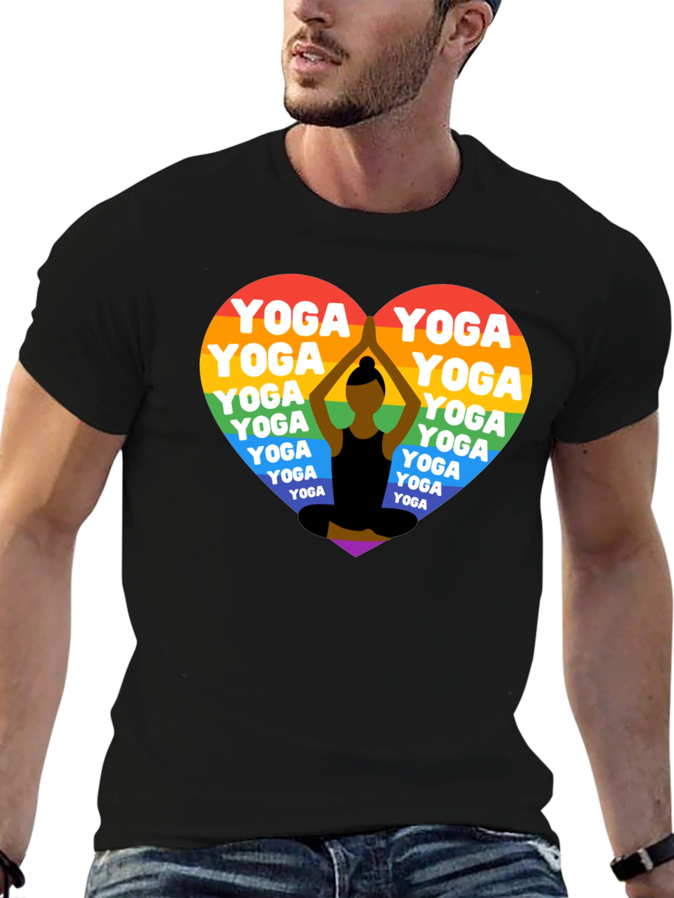Rainbow Yoga Heart T-Shirt
