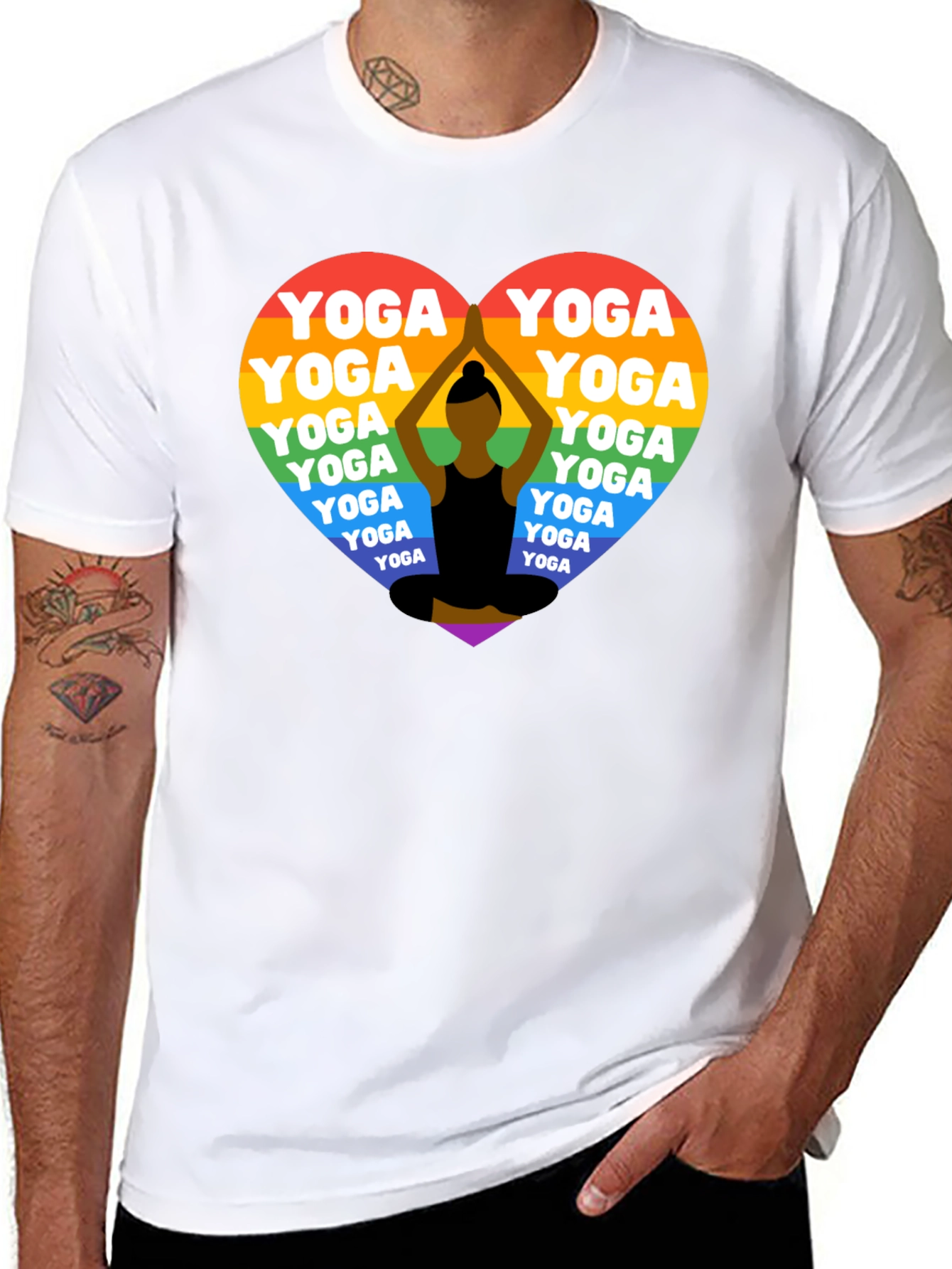 Rainbow Yoga Heart T-Shirt