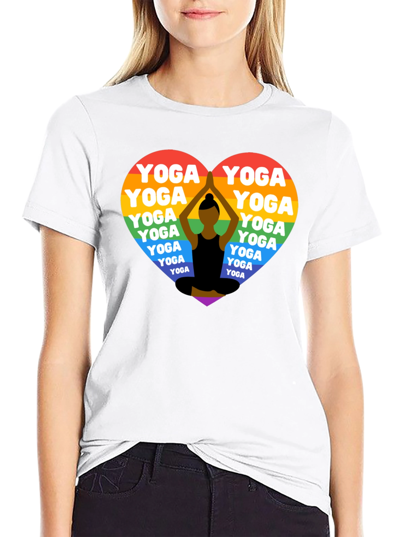 Rainbow Yoga Heart T-Shirt