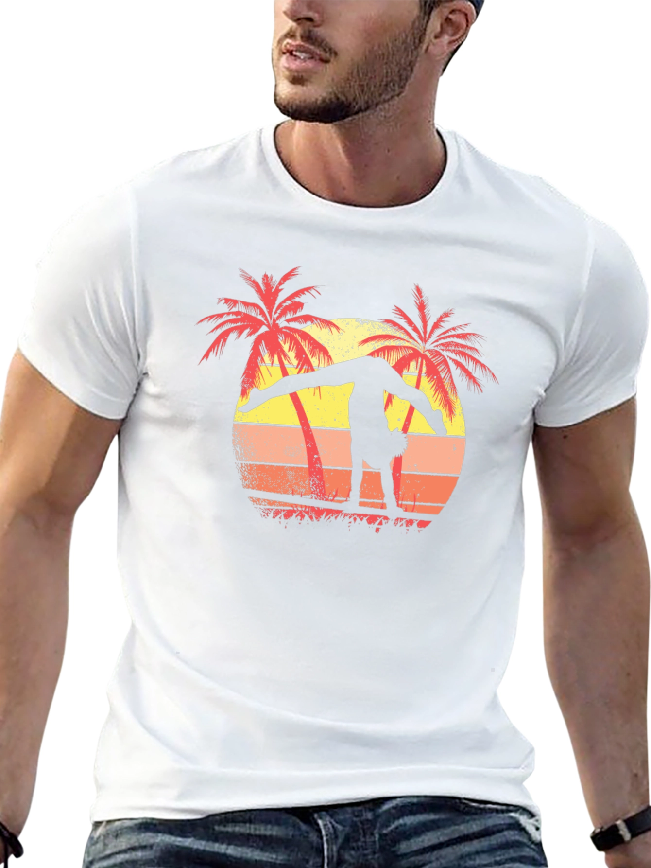 Gymnast Silhouette Palm Tree Sunset T-Shirt