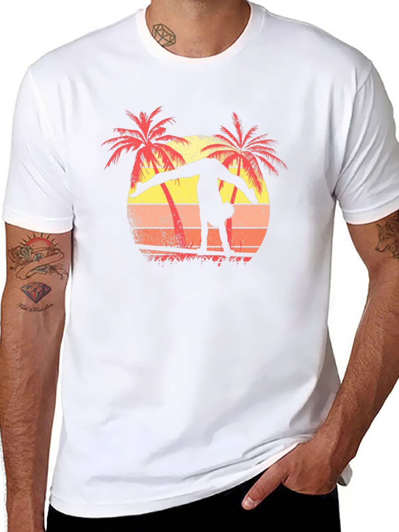 Gymnast Silhouette Palm Tree Sunset T-Shirt