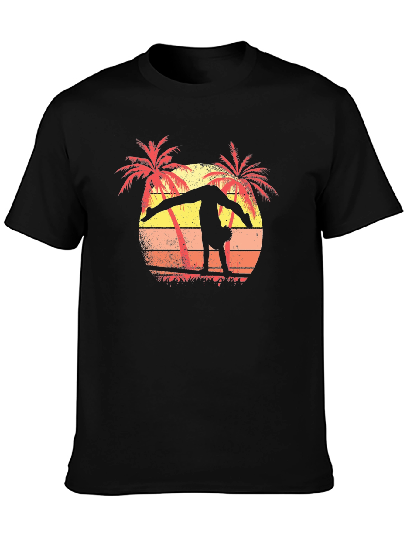 Gymnast Silhouette Palm Tree Sunset T-Shirt