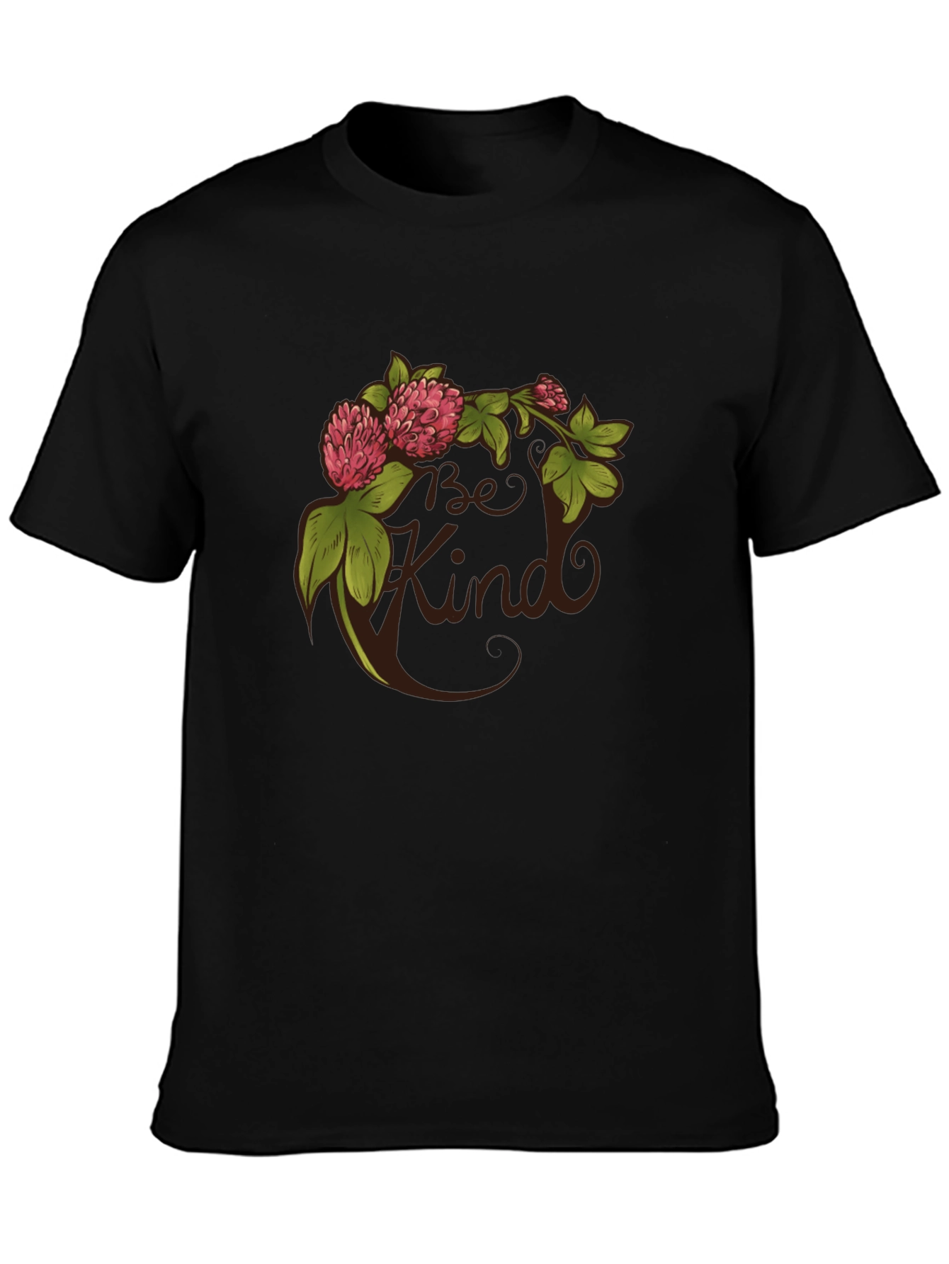 Be Kind Clover Graphic Tee - Black Casual T-Shirt