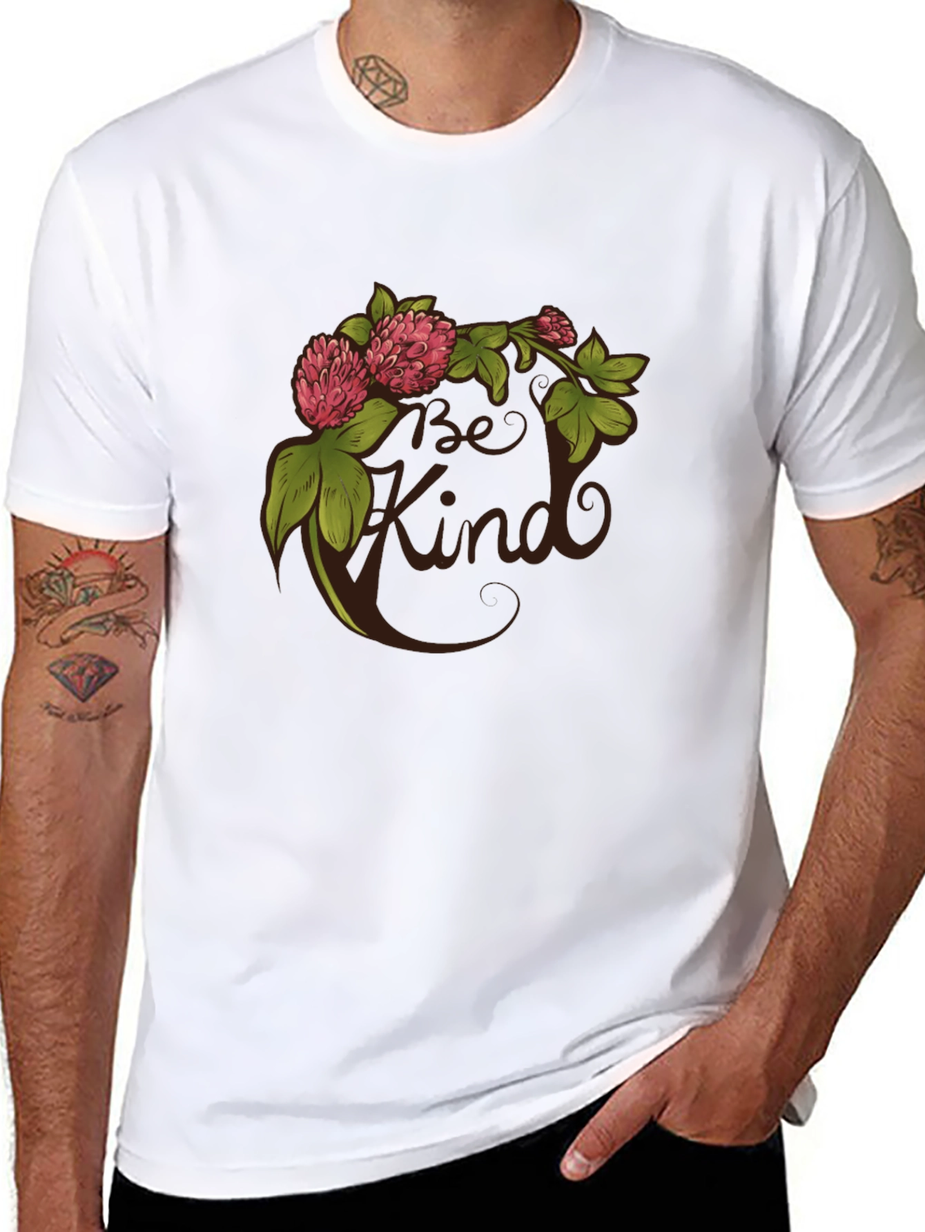 Be Kind Clover Graphic Tee - Black Casual T-Shirt