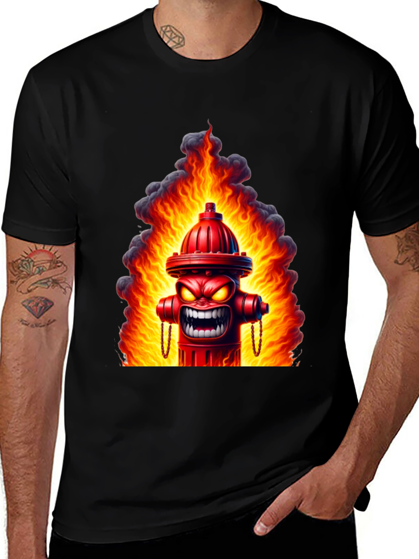 Fiery Hydrant Graphic Tee - Bold Statement Shirt