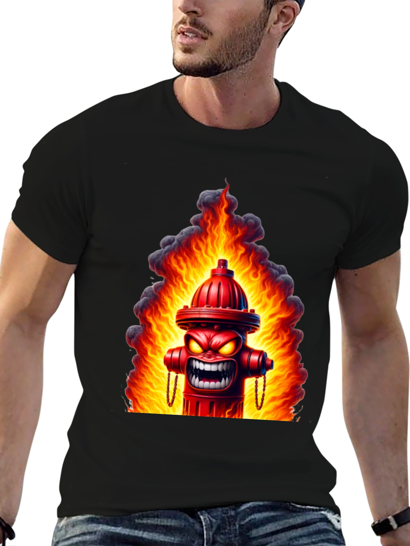 Fiery Hydrant Graphic Tee - Bold Statement Shirt