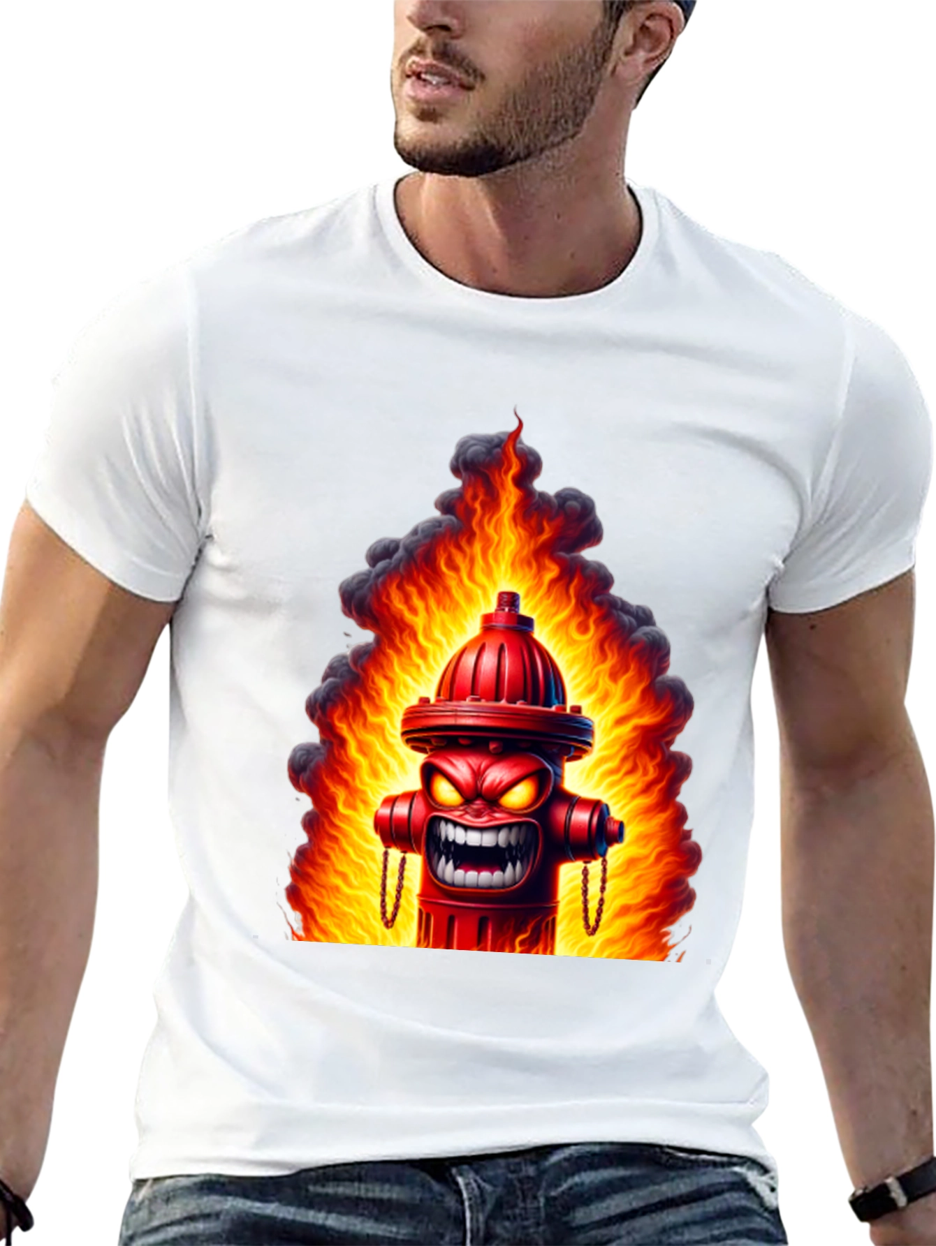 Fiery Hydrant Graphic Tee - Bold Statement Shirt