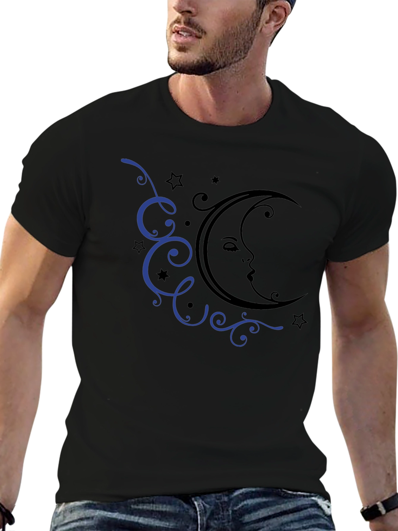 Moon and Stars Graphic Tee - Black