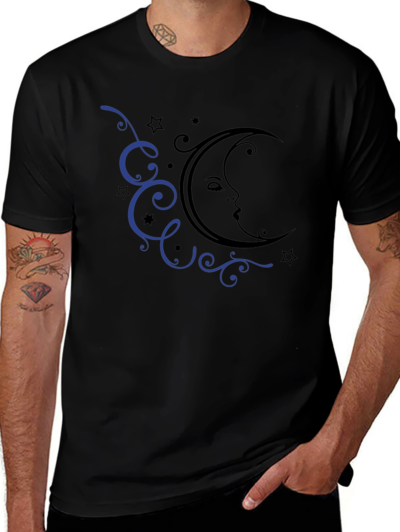 Moon and Stars Graphic Tee - Black