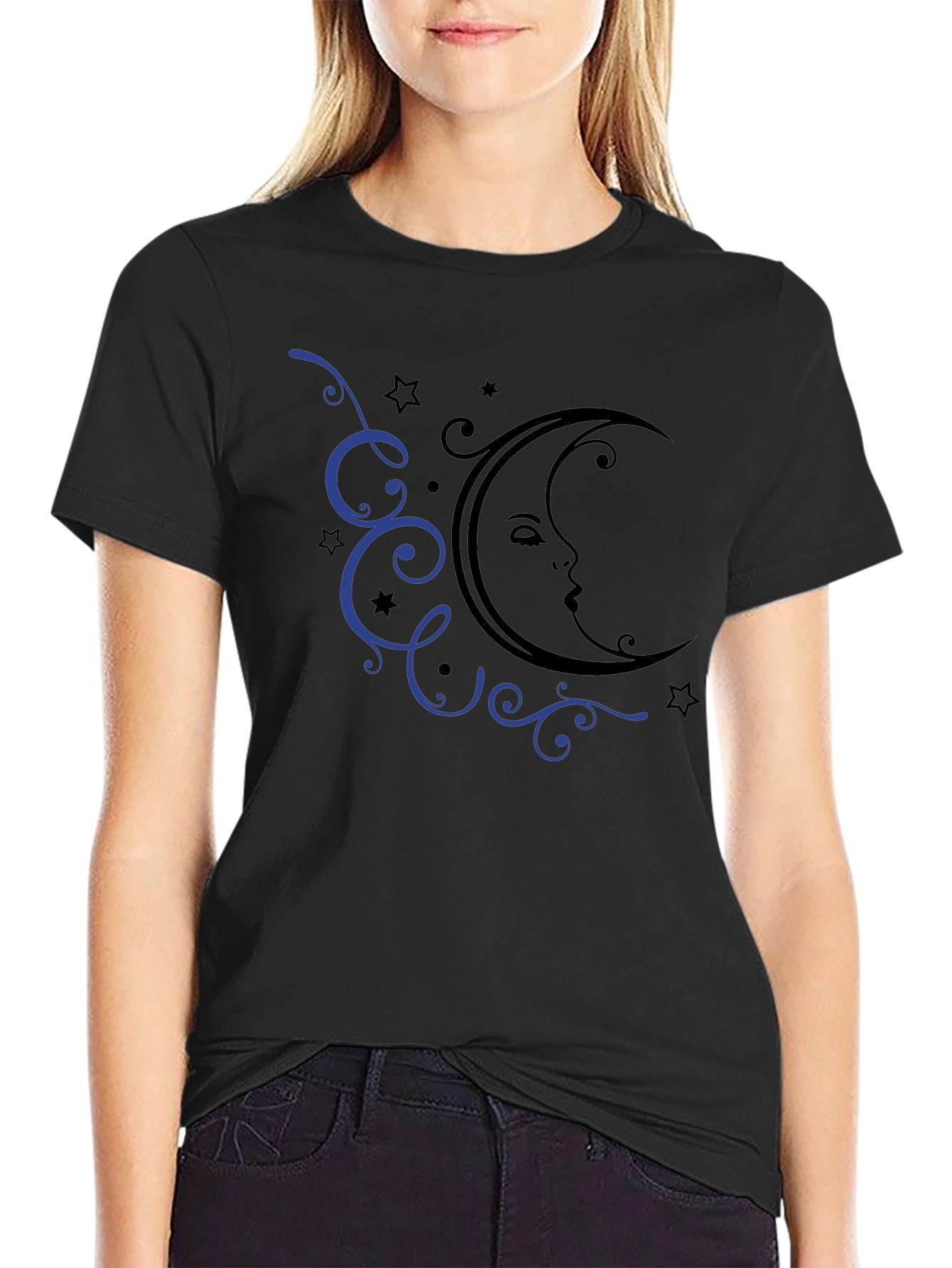 Moon and Stars Graphic Tee - Black