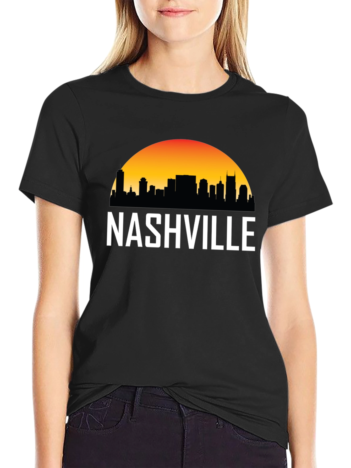 Nashville Skyline Graphic Tee - Black