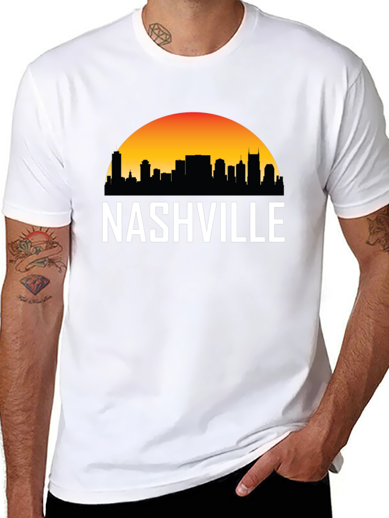 Nashville Skyline Graphic Tee - Black