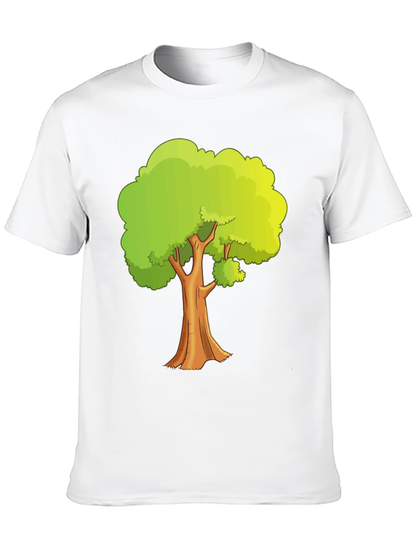 Cartoon Tree Graphic Tee - Black Cotton Casual Shirt