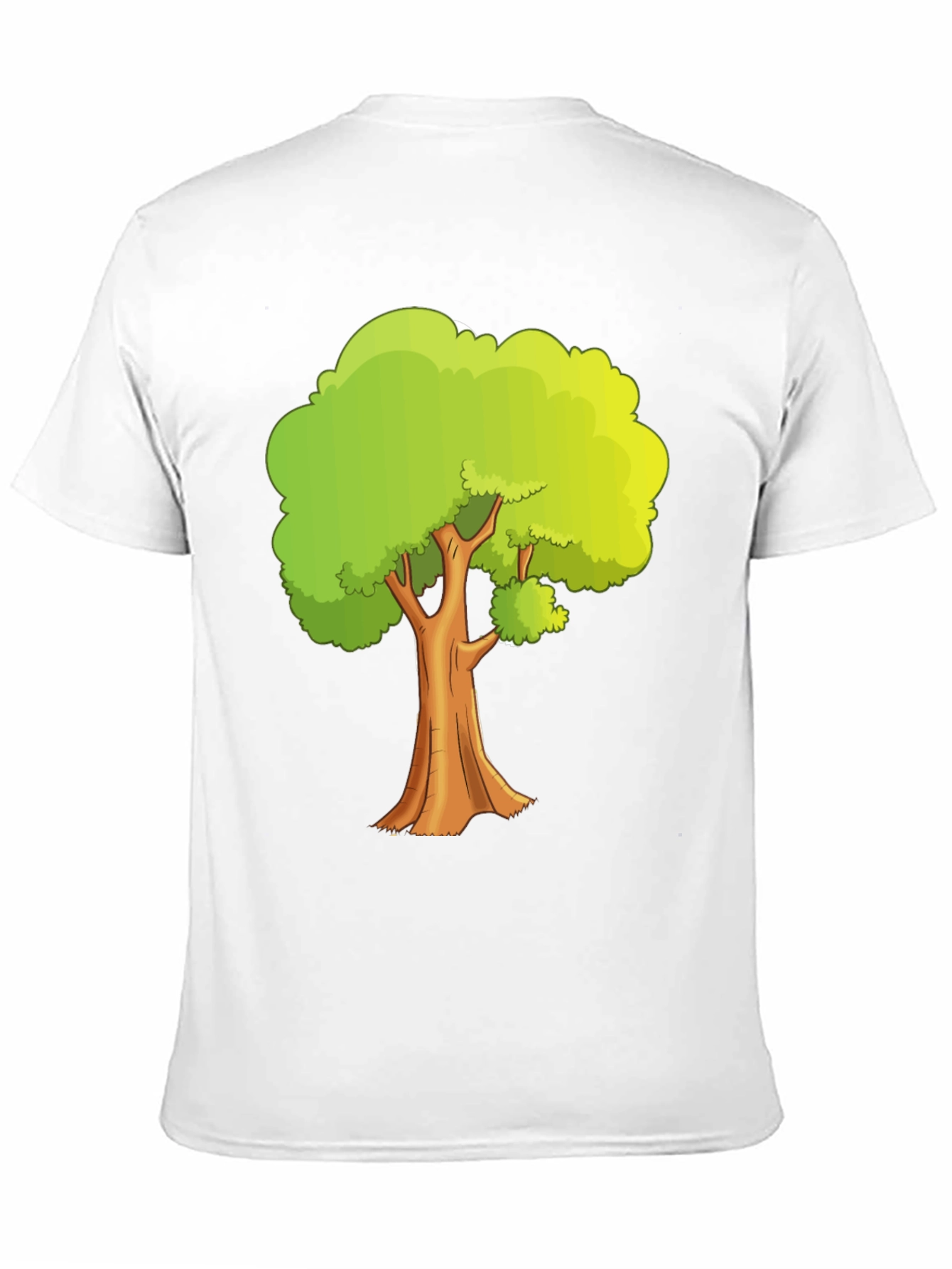 Cartoon Tree Graphic Tee - Black Cotton Casual Shirt