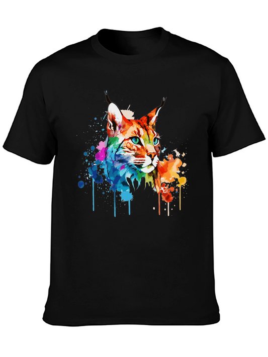 Lynx Watercolor T-Shirt - Colorful Cat Tee