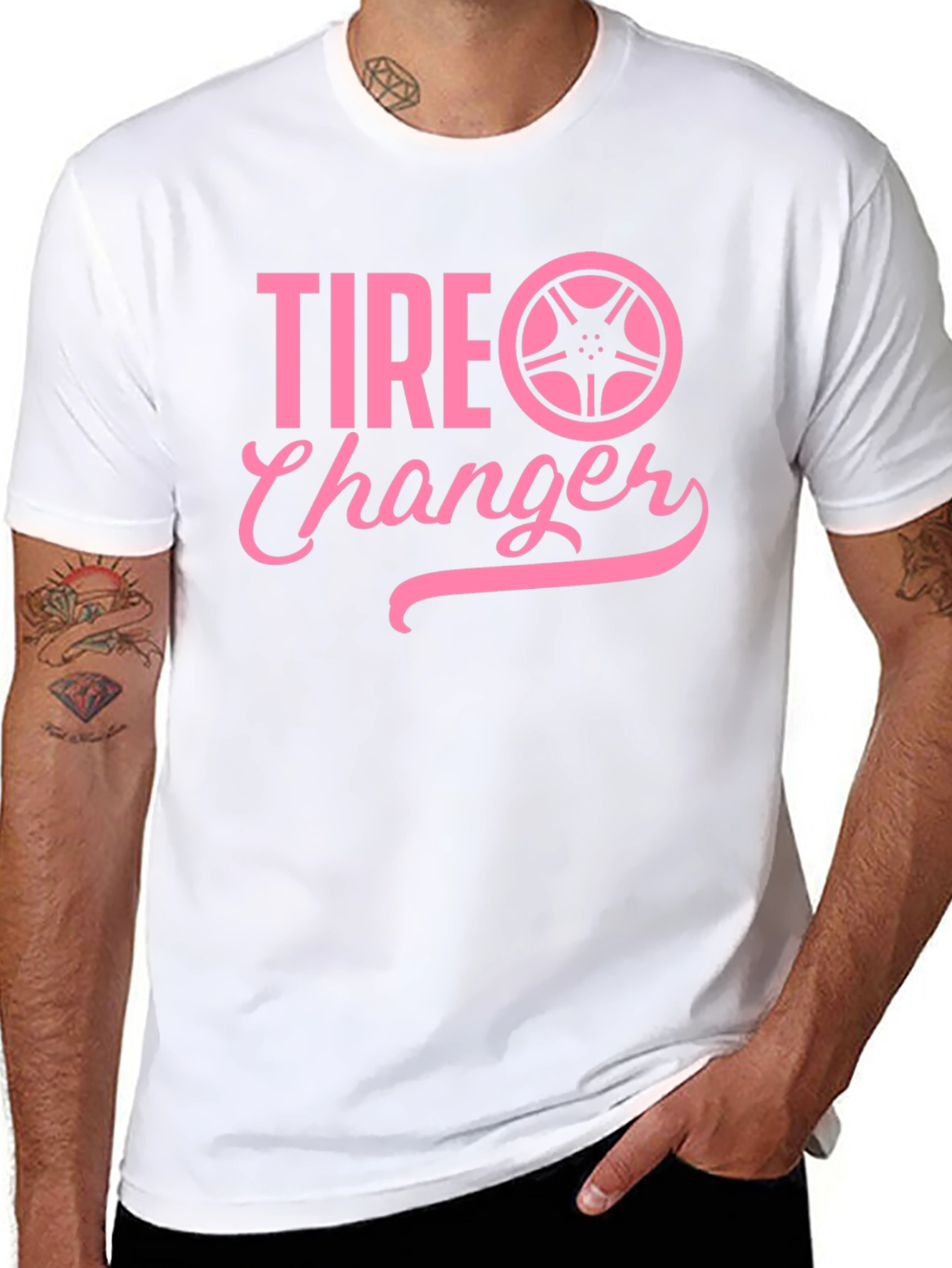Tire Changer Pink Graphic T-Shirt