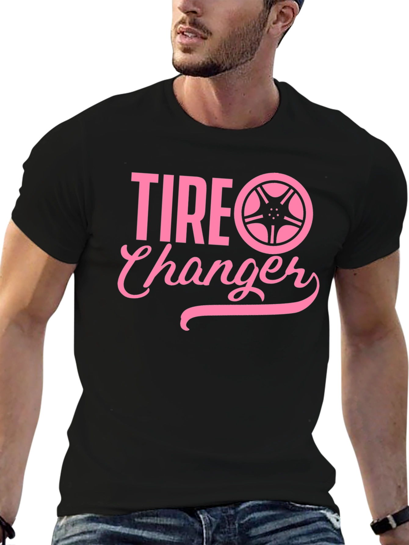 Tire Changer Pink Graphic T-Shirt