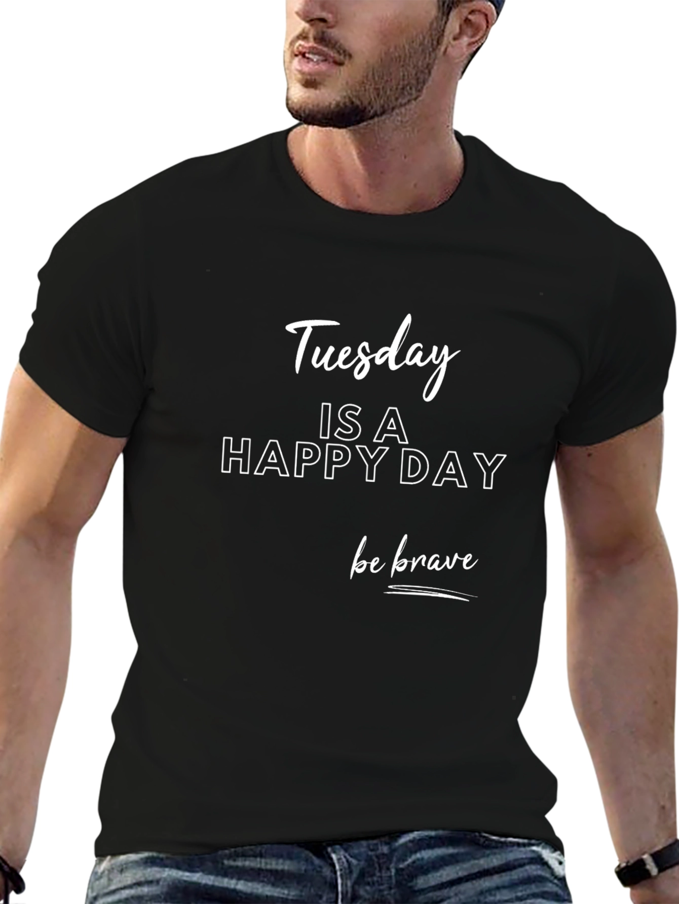 Tuesday Happy Day Graphic Tee - Black