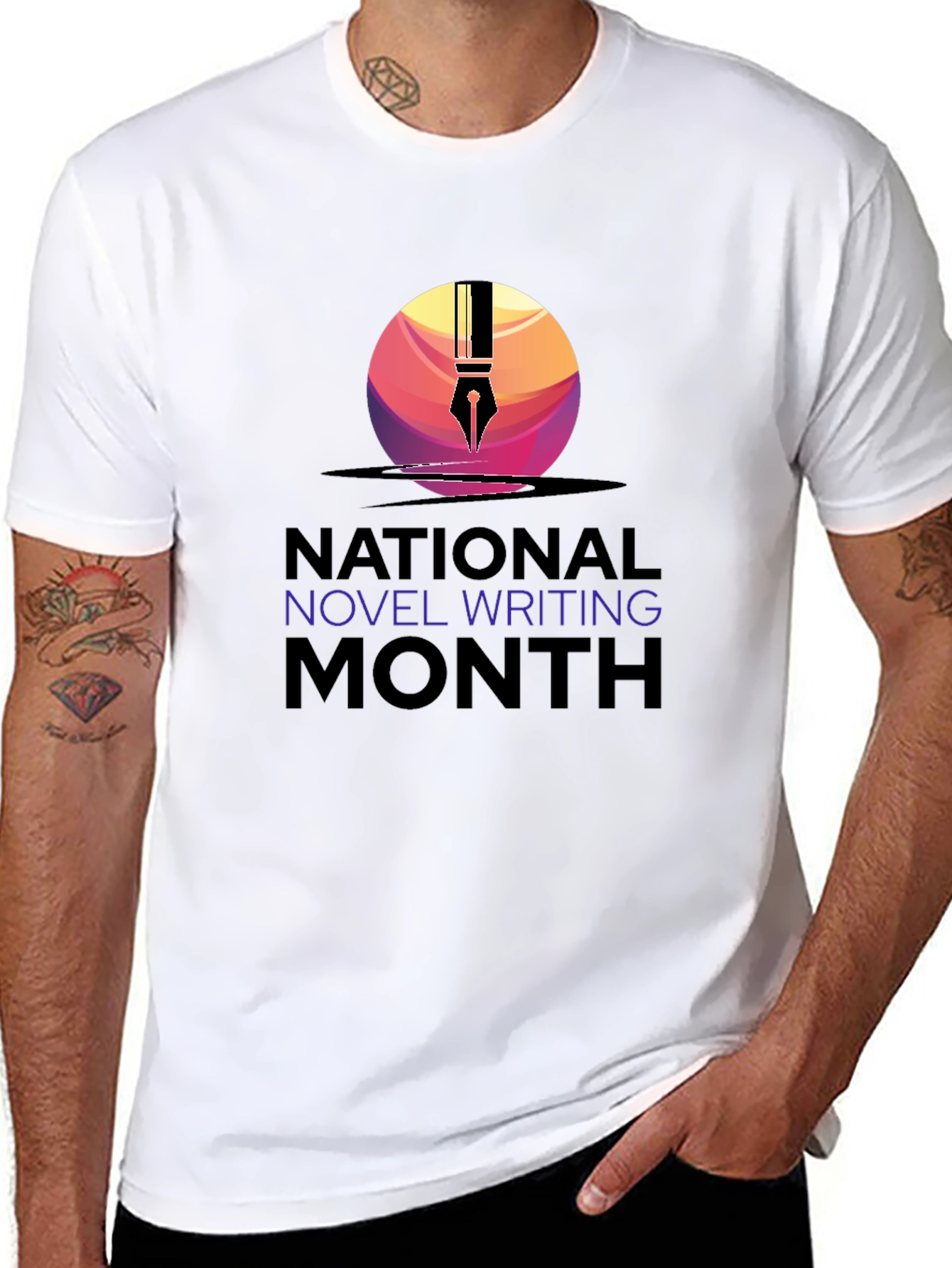 National Novel Writing Month T-Shirt - Mens Black Tee