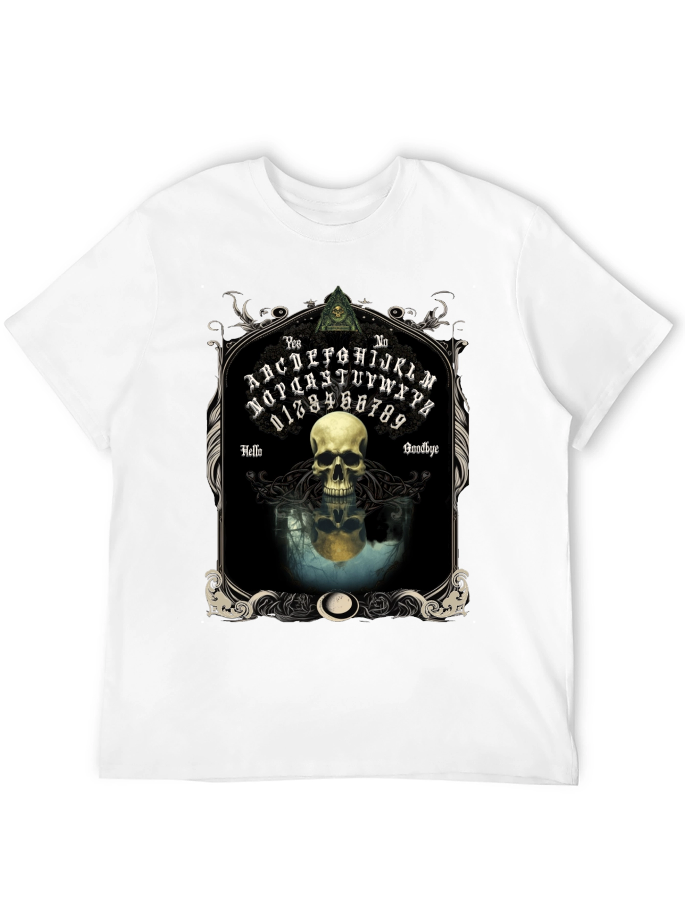 Ouija Board Skull Graphic Tee - Gothic Style