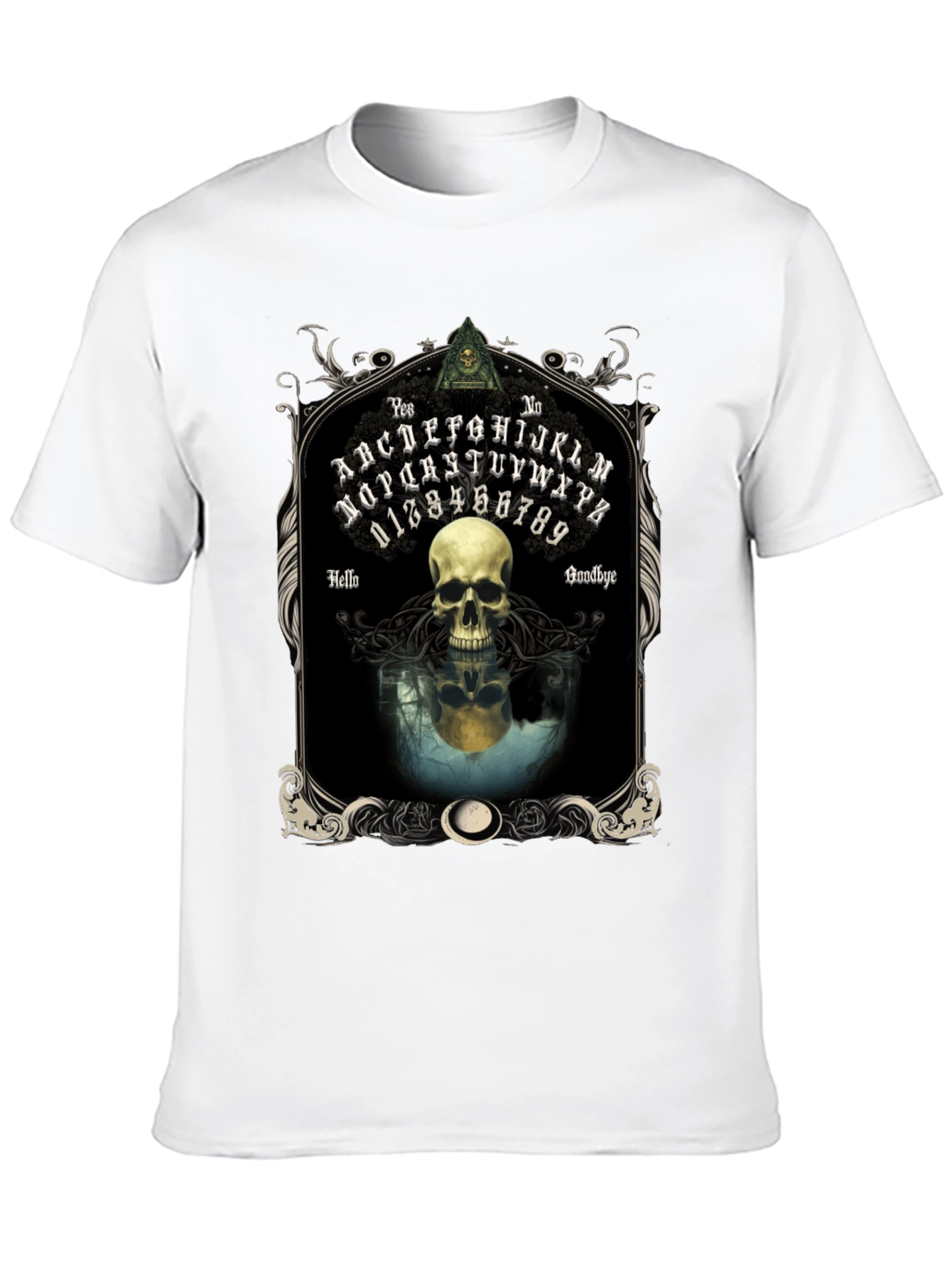 Ouija Board Skull Graphic Tee - Gothic Style