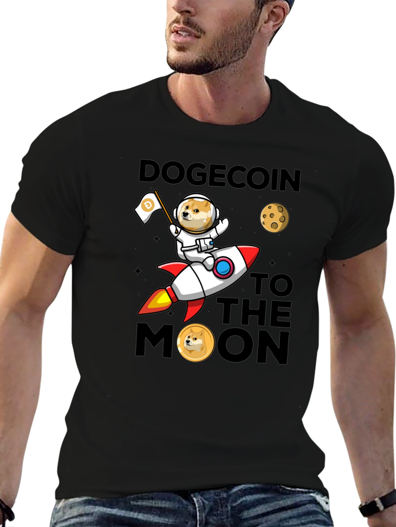 Dogecoin to the Moon Graphic T-Shirt